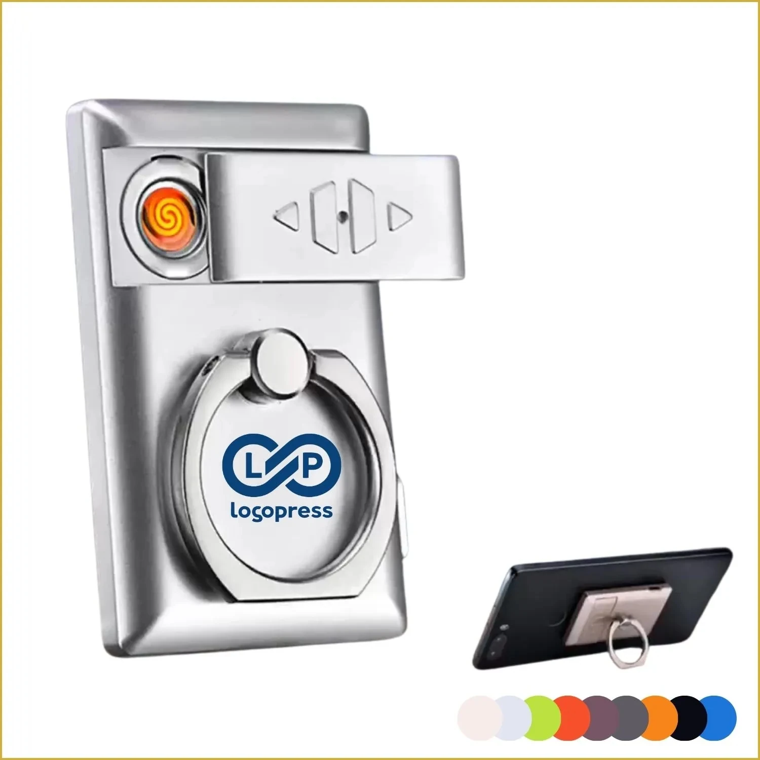 2-in-1 Rechargeable Flameless Lighter Phone Ring Holder