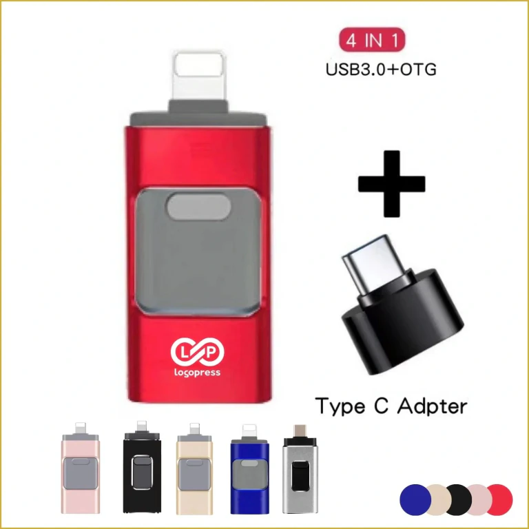 64GB Metal 4-in-1 USB Flash Drive with Multi-Interface