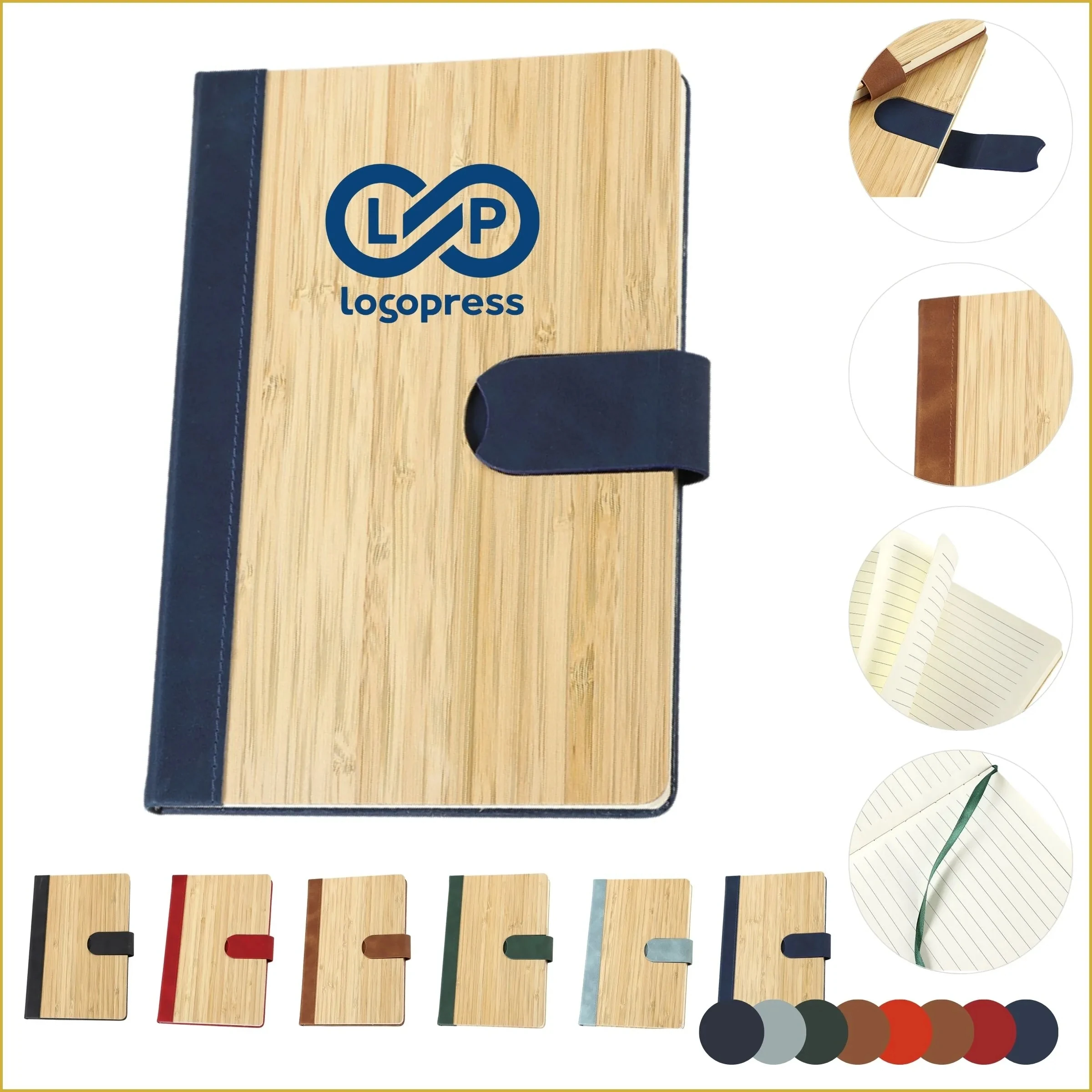 Bamboo Cover Magnetic Buckle Diary