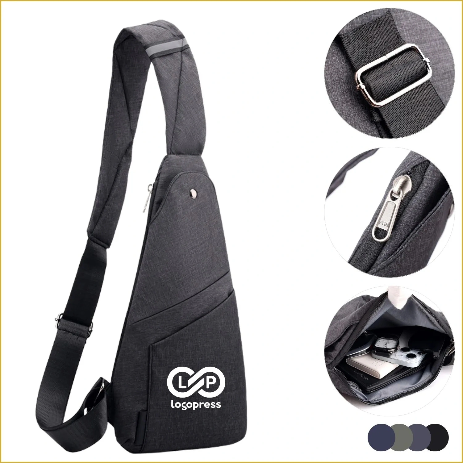 Men's Waterproof Reflective Crossbody Chest Bag