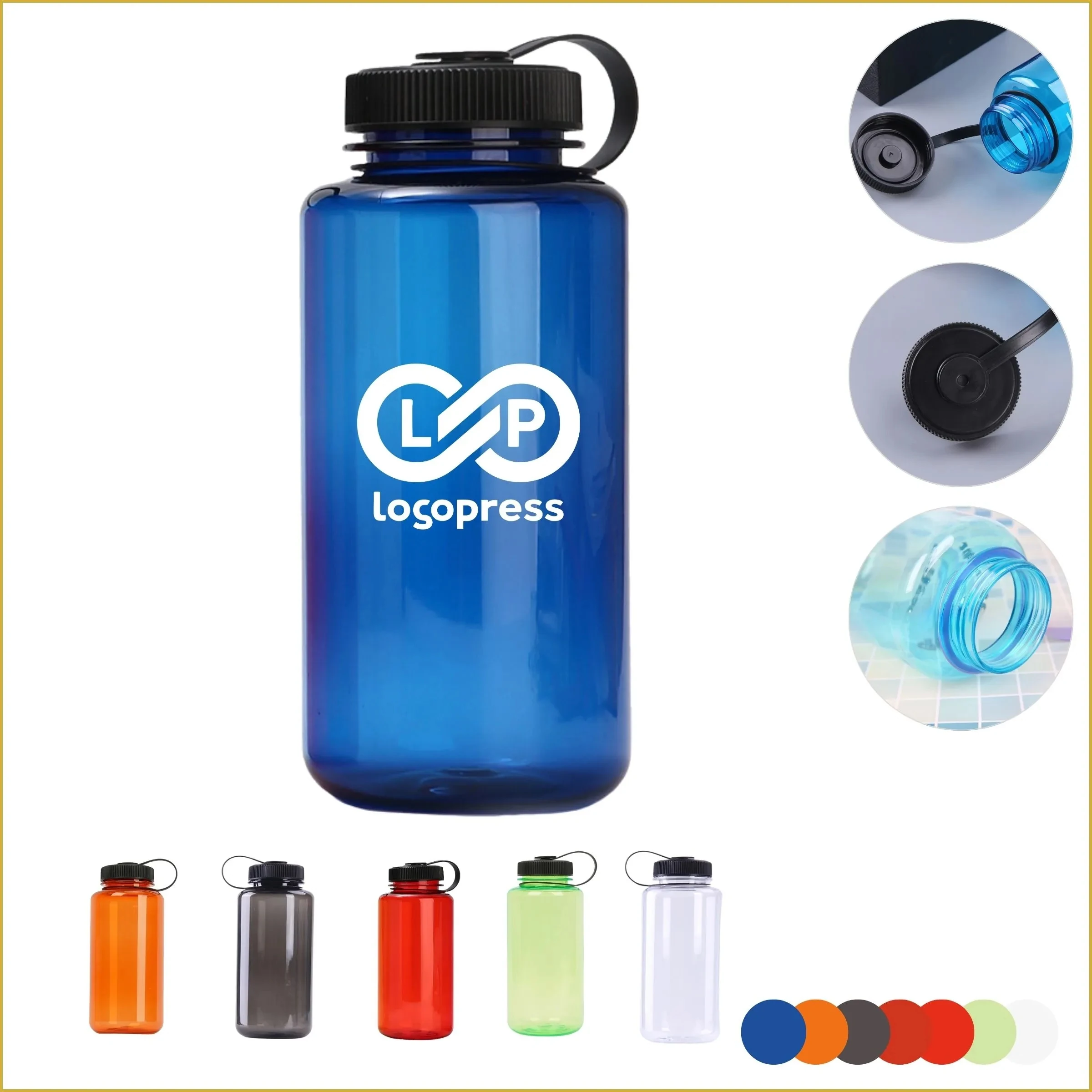 Large Capacity Clear Leak Proof Wide Mouth Water Bottle