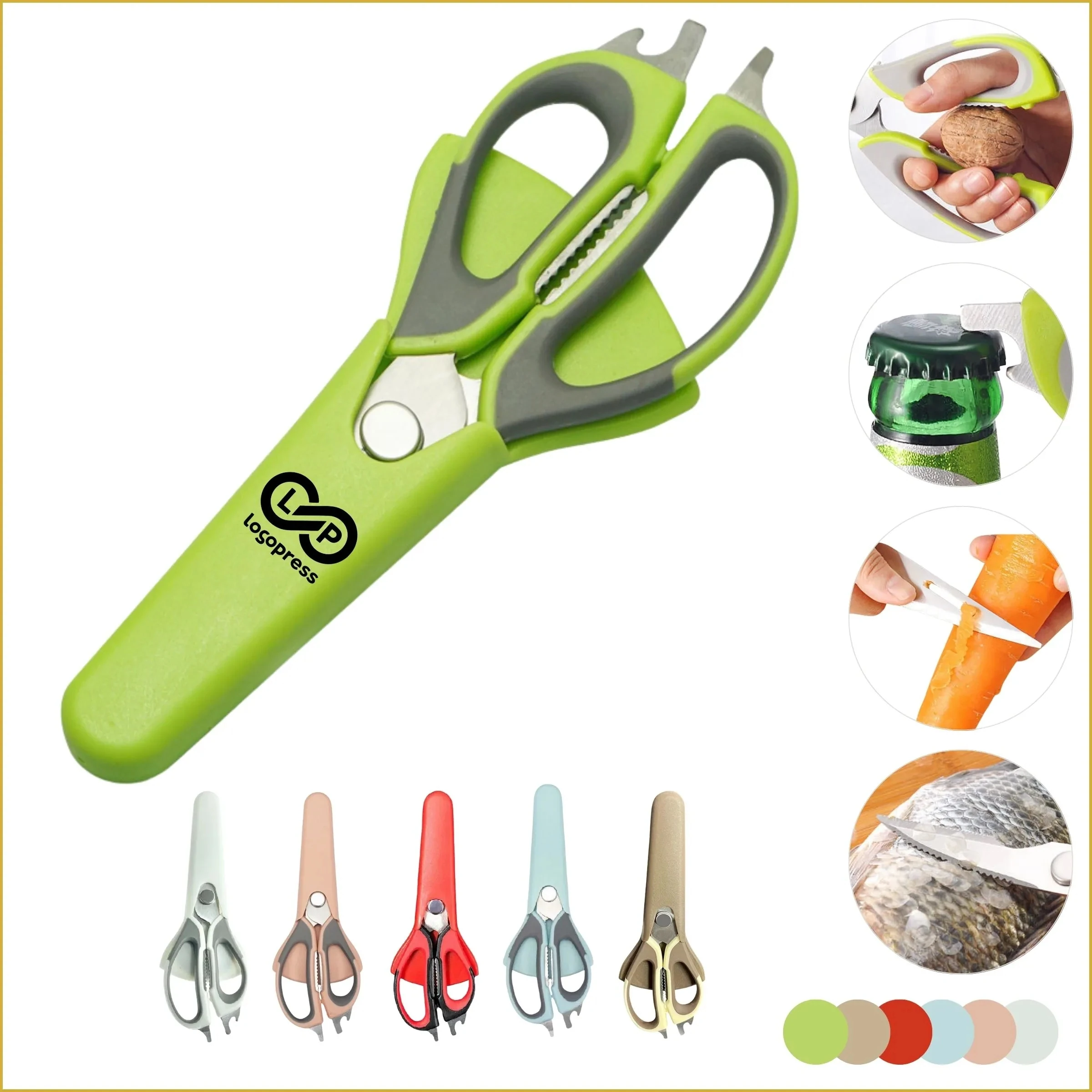 Multi Sharp Vegetable Fish Kitchen Scissor with Peeler