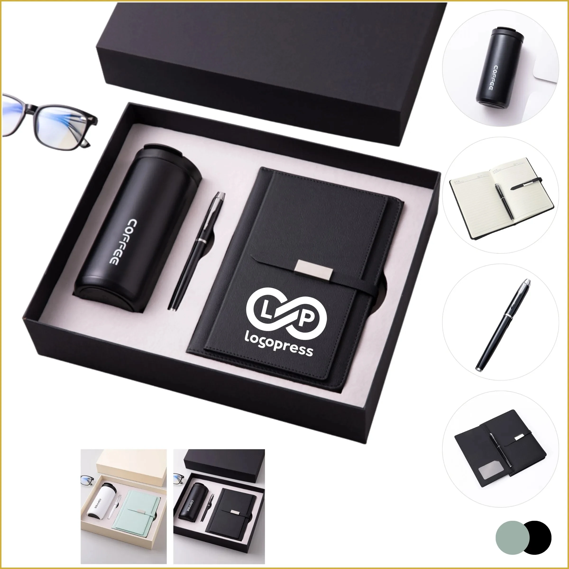Insulated Cup Notebook & Pen Christmas Business Gift Set