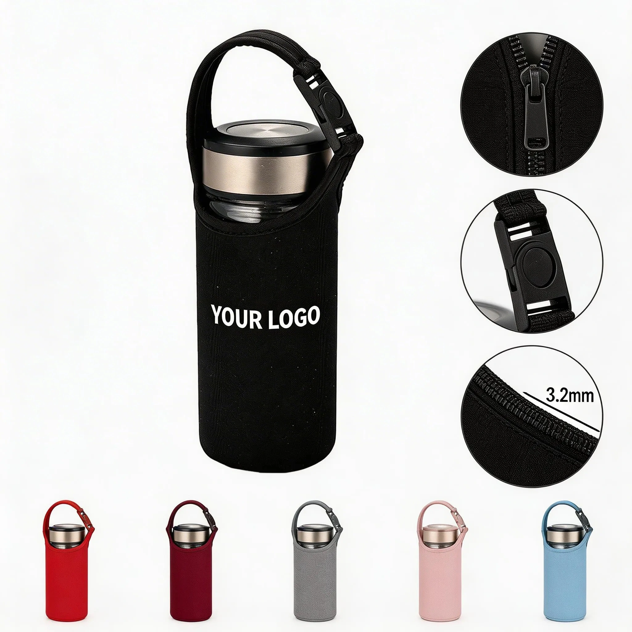 Neoprene Portable Insulated Bottle Carrier, Frees Hands