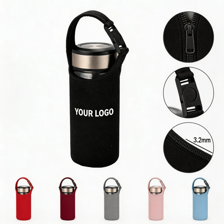 Neoprene Portable Insulated Bottle Carrier, Frees Hands