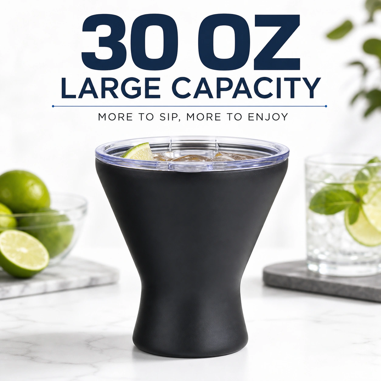 30 Oz Stainless Steel Insulated Cocktail Tumbler with Lid