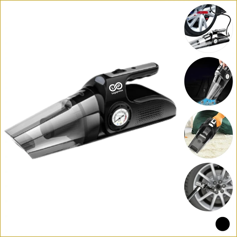 4-in-1 Cordless Car Air Pump with Tire Pressure Gauge & Vacuum Cleaner