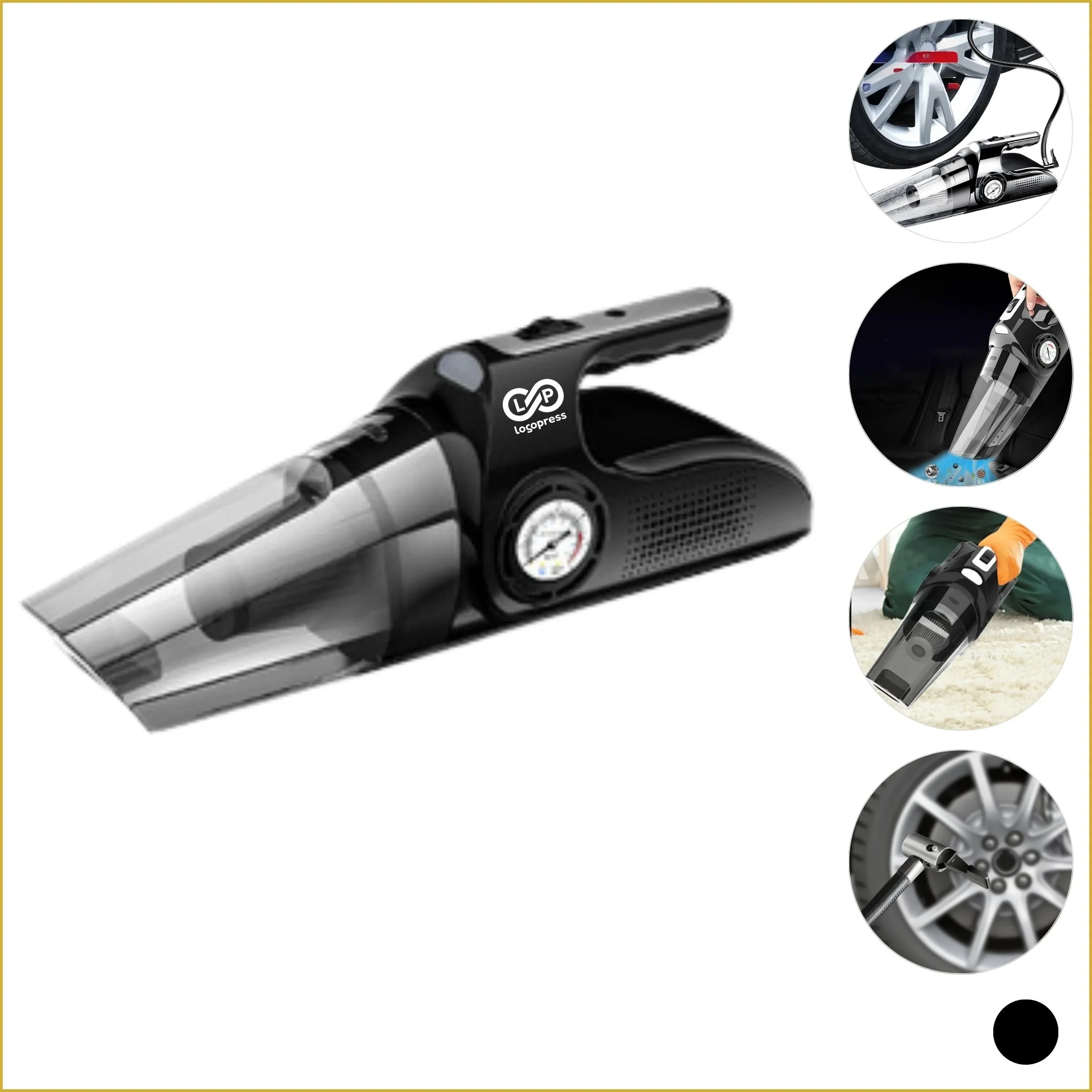 4-in-1 Cordless Car Air Pump with Tire Pressure Gauge & Vacuum Cleaner
