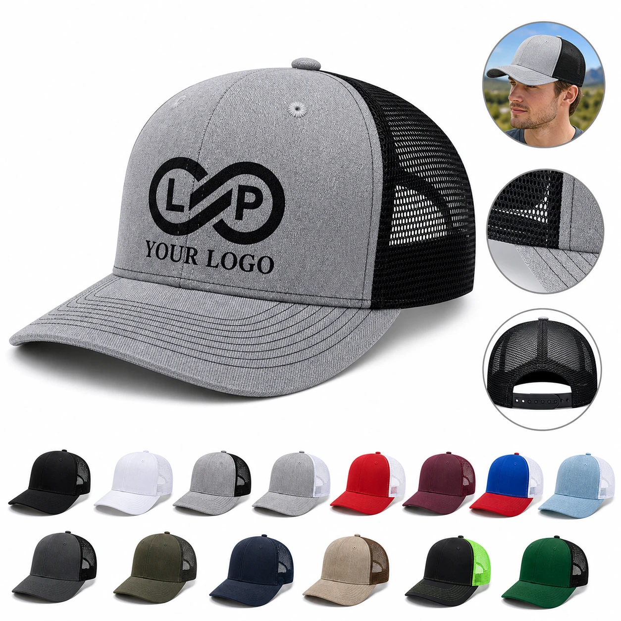 Unisex Breathable Sun-proof Trucker Hat with Cotton Blend