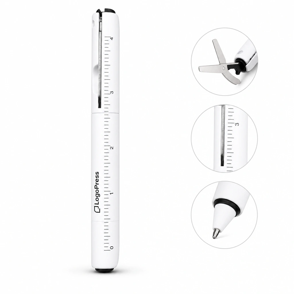 6-in-1 Multifunctional Ballpoint Pen with Scissors and Scale