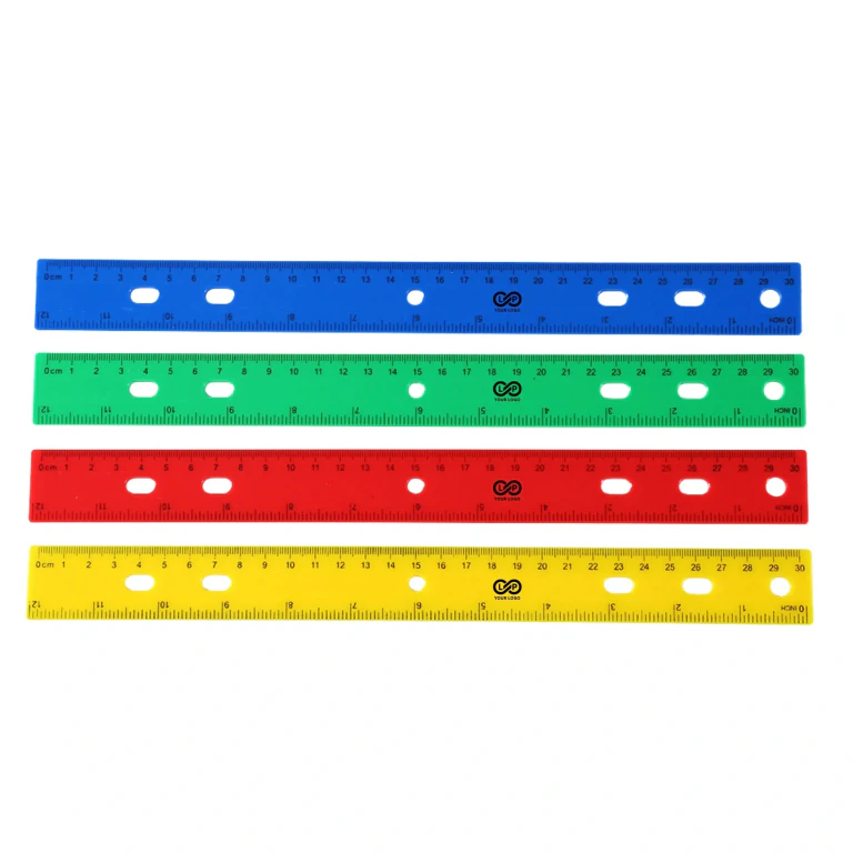 12" Colorful Durable Plastic Measuring Ruler with Holes