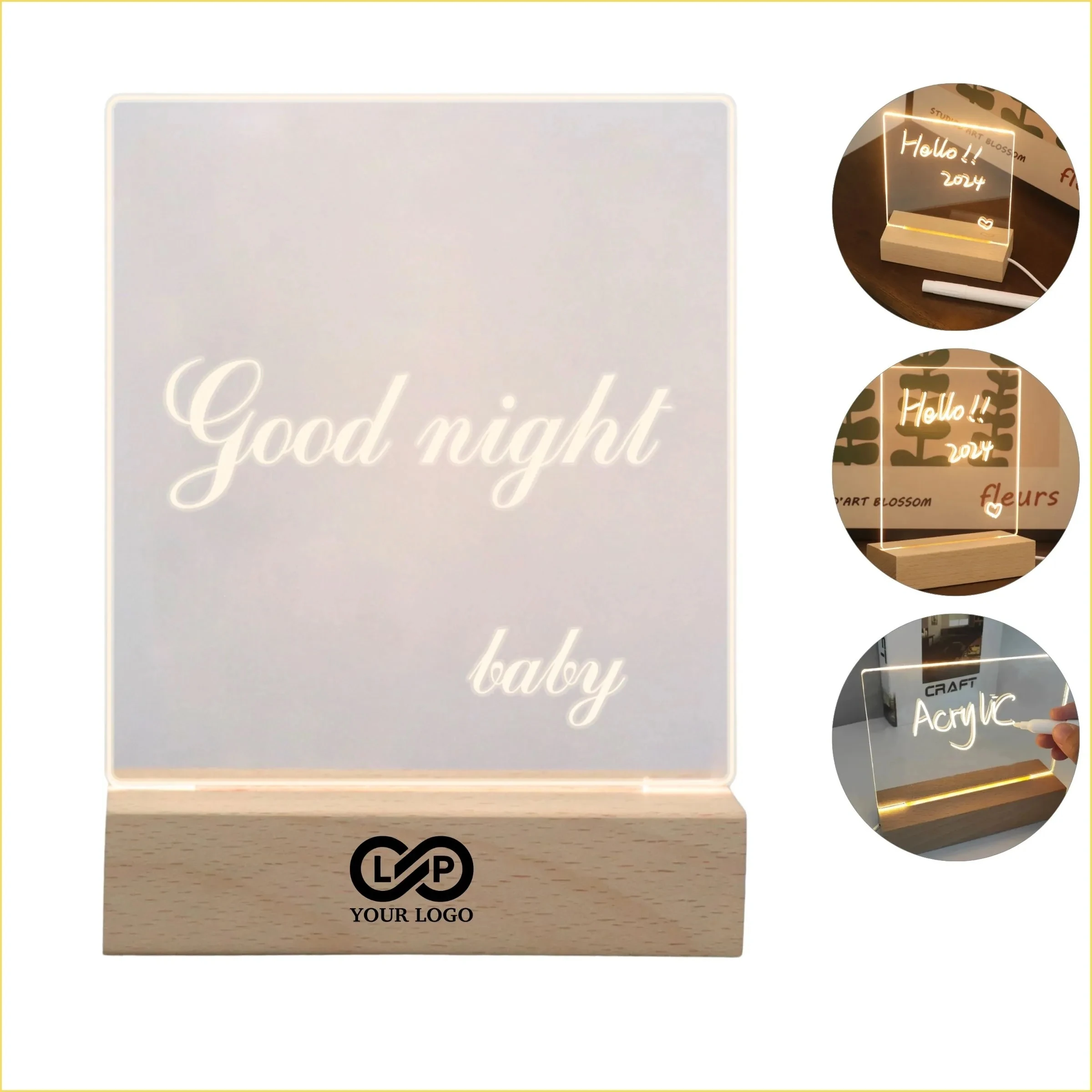 5.91" x 4.72" Clear Acrylic Light Up Dry Erase Board