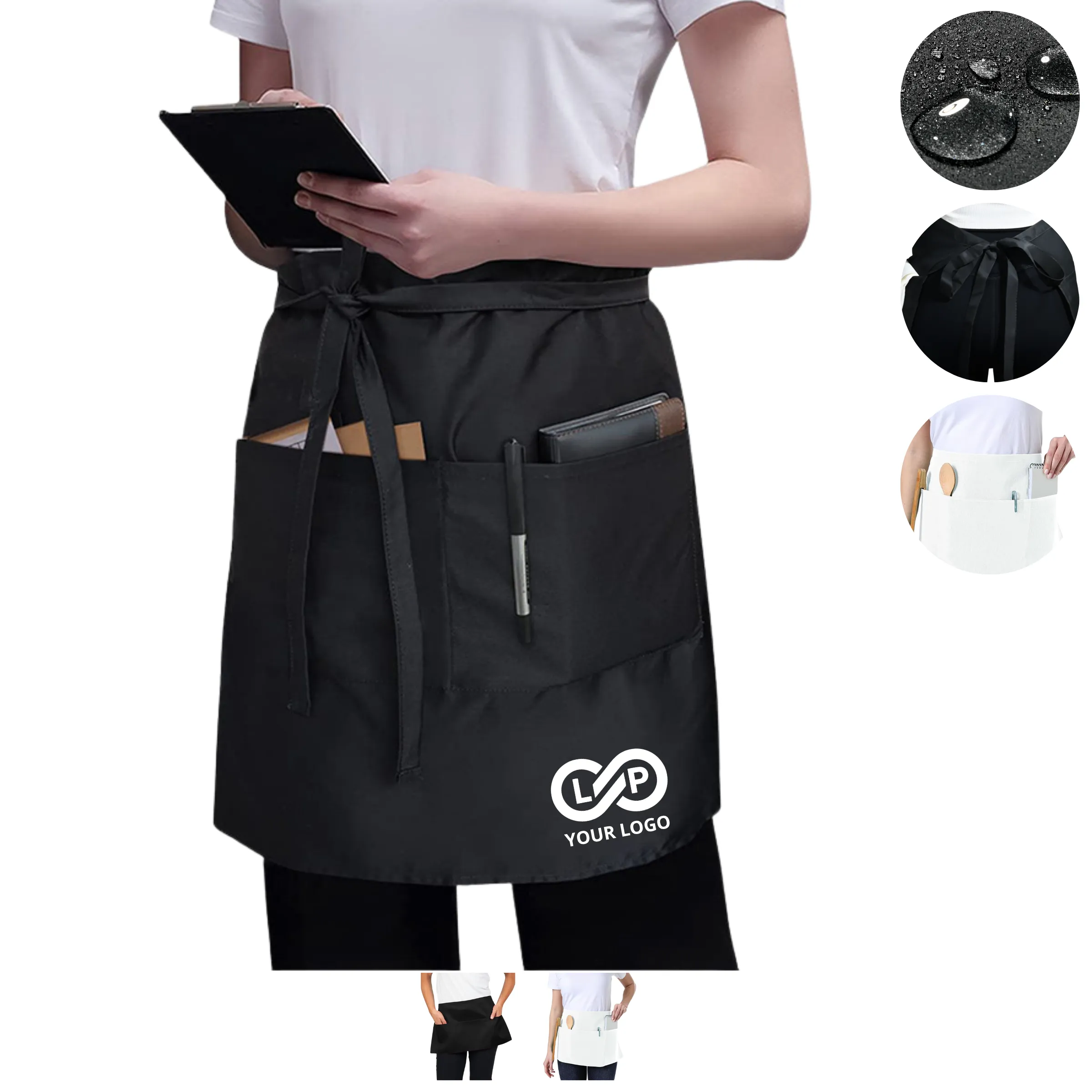 Professional Black Waterproof Stain-Proof Kitchen Apron