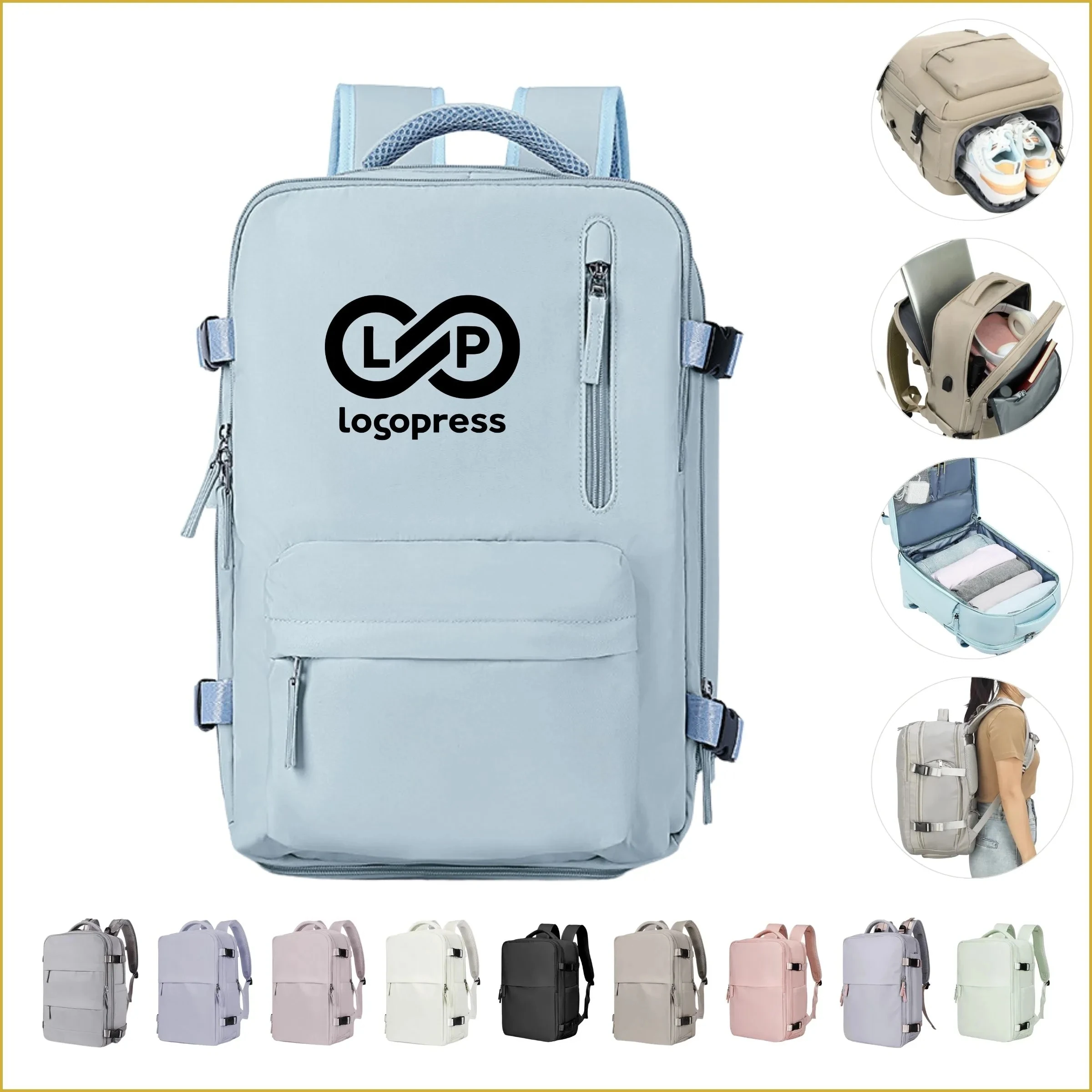 Versatile Travel Backpack with Charging Port & Shoe Pouch