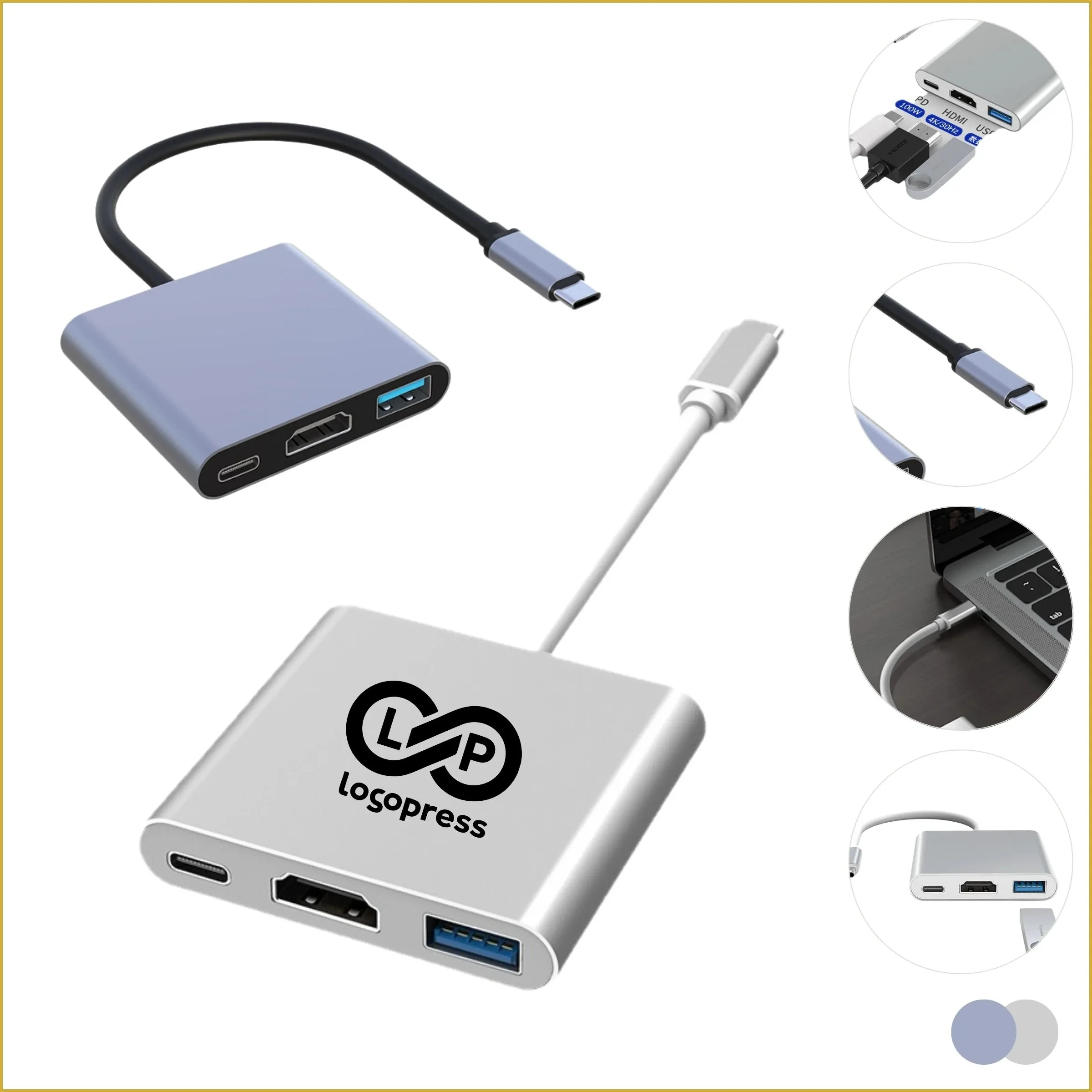 Portable Metal Multi-port Docking Station HDMI Adapter