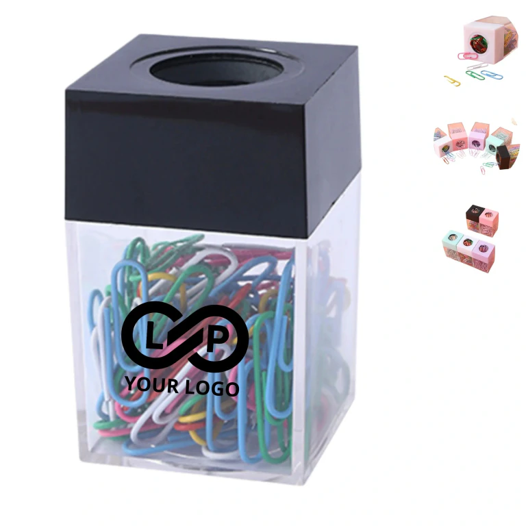 Refillable Magnetic Paper Clip Dispenser, Holds 100 Clips