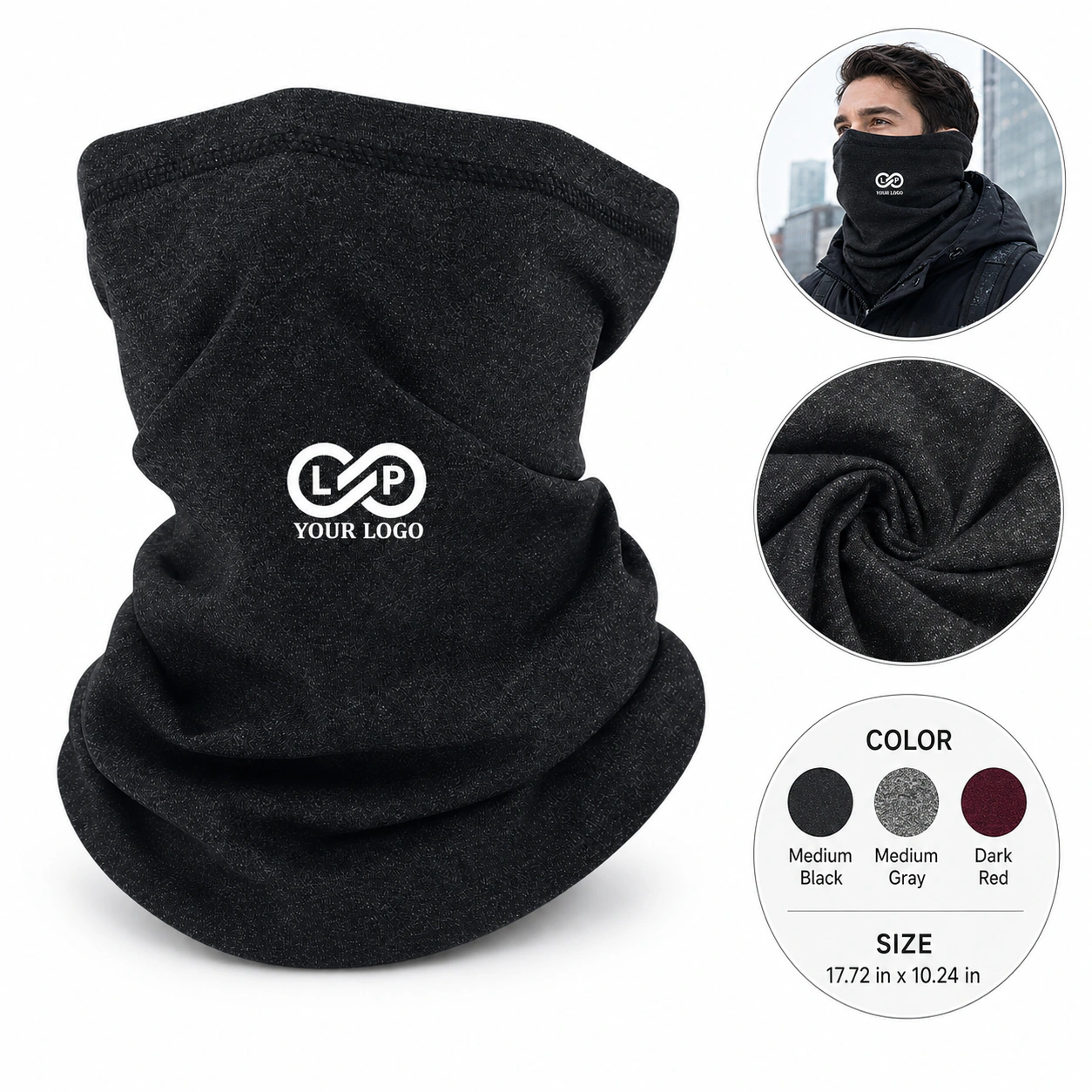 Winter Fleece Soft Warm Neck Scarf Mask for Wind Blocking