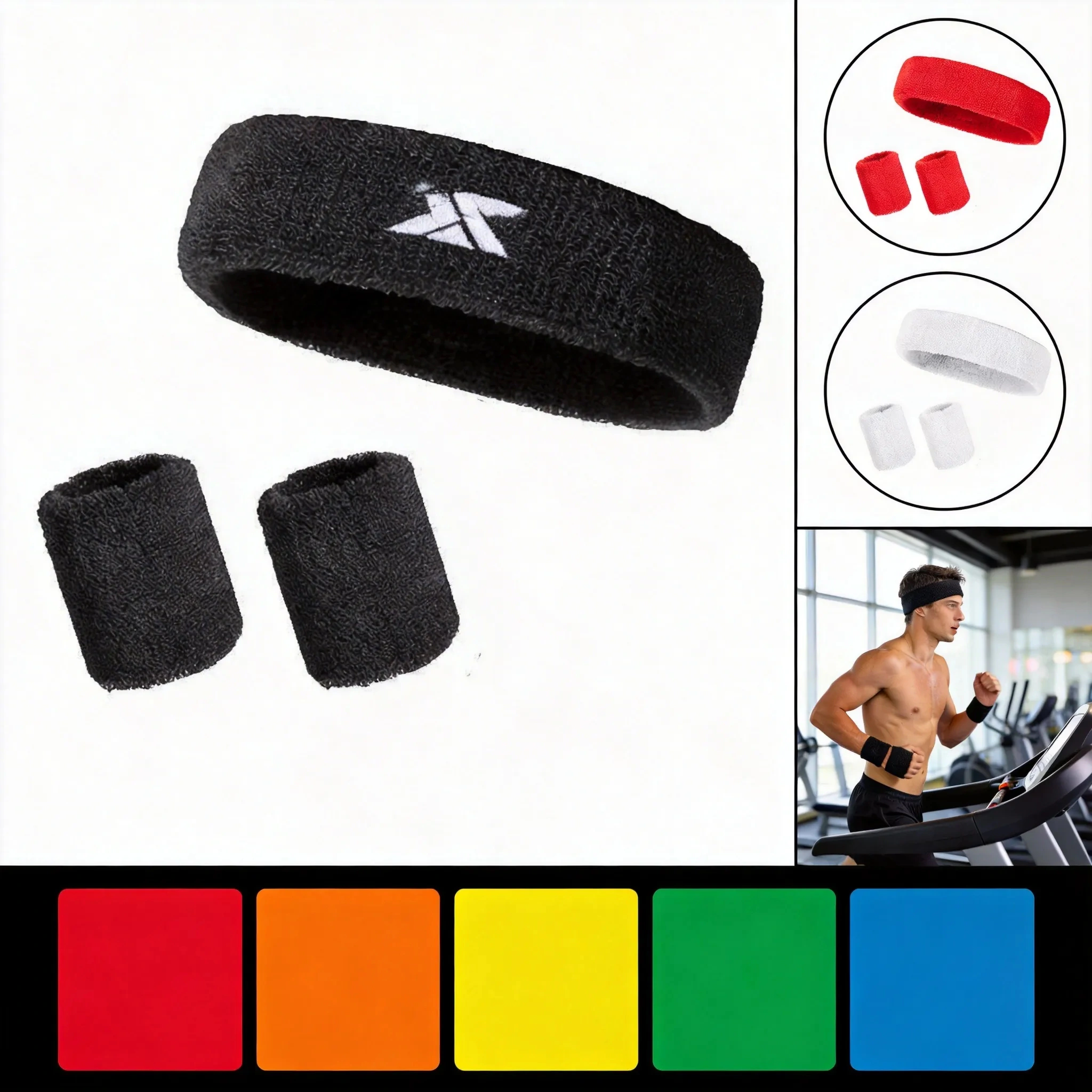 Polyester Sweatband Set for Workouts