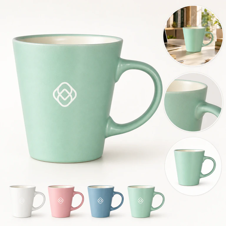 13oz Matte Frosted Ceramic Coffee Cup with Custom Logo