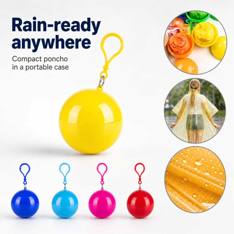 Portable Disposable Outdoor Raincoat Poncho in ABS Container