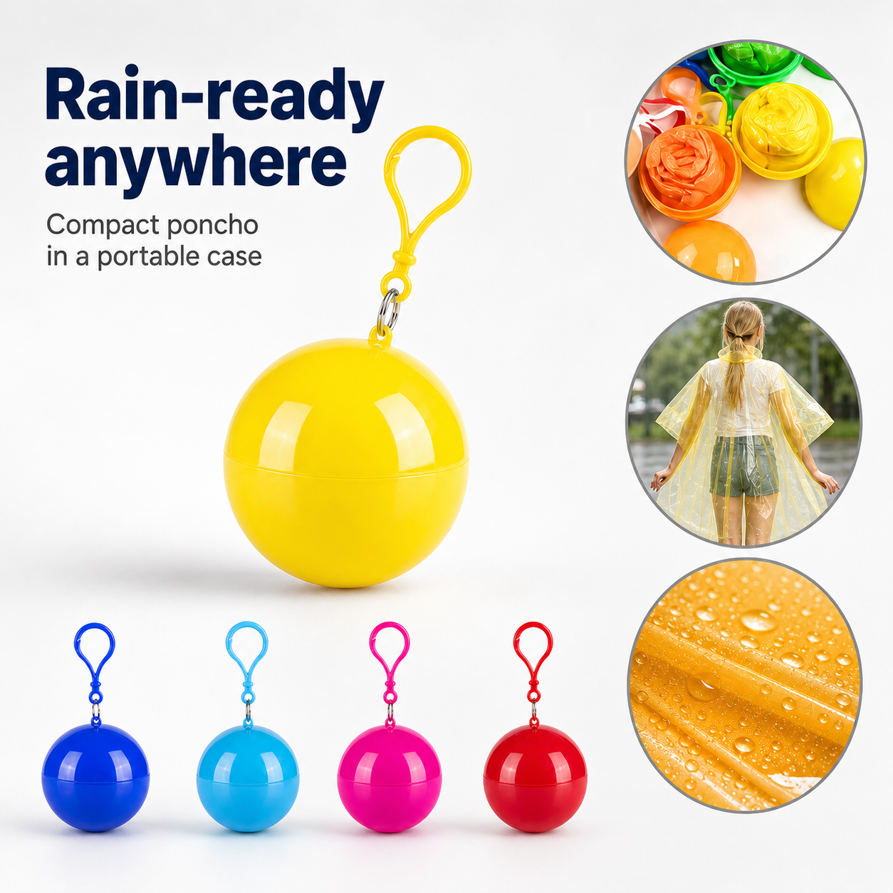 Portable Disposable Outdoor Raincoat Poncho in ABS Container