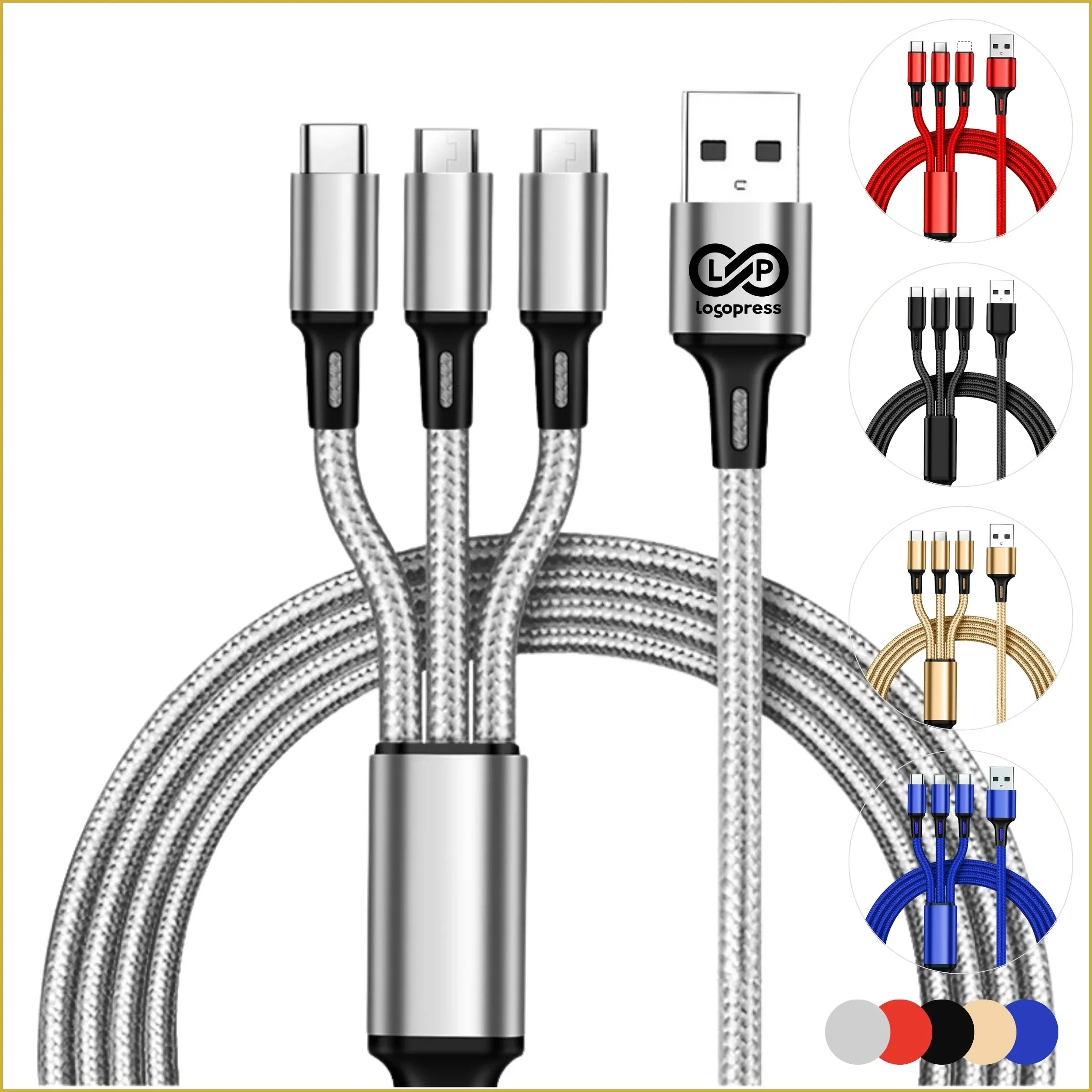 3 in 1 Fast USB Charging Cable Charger Cord
