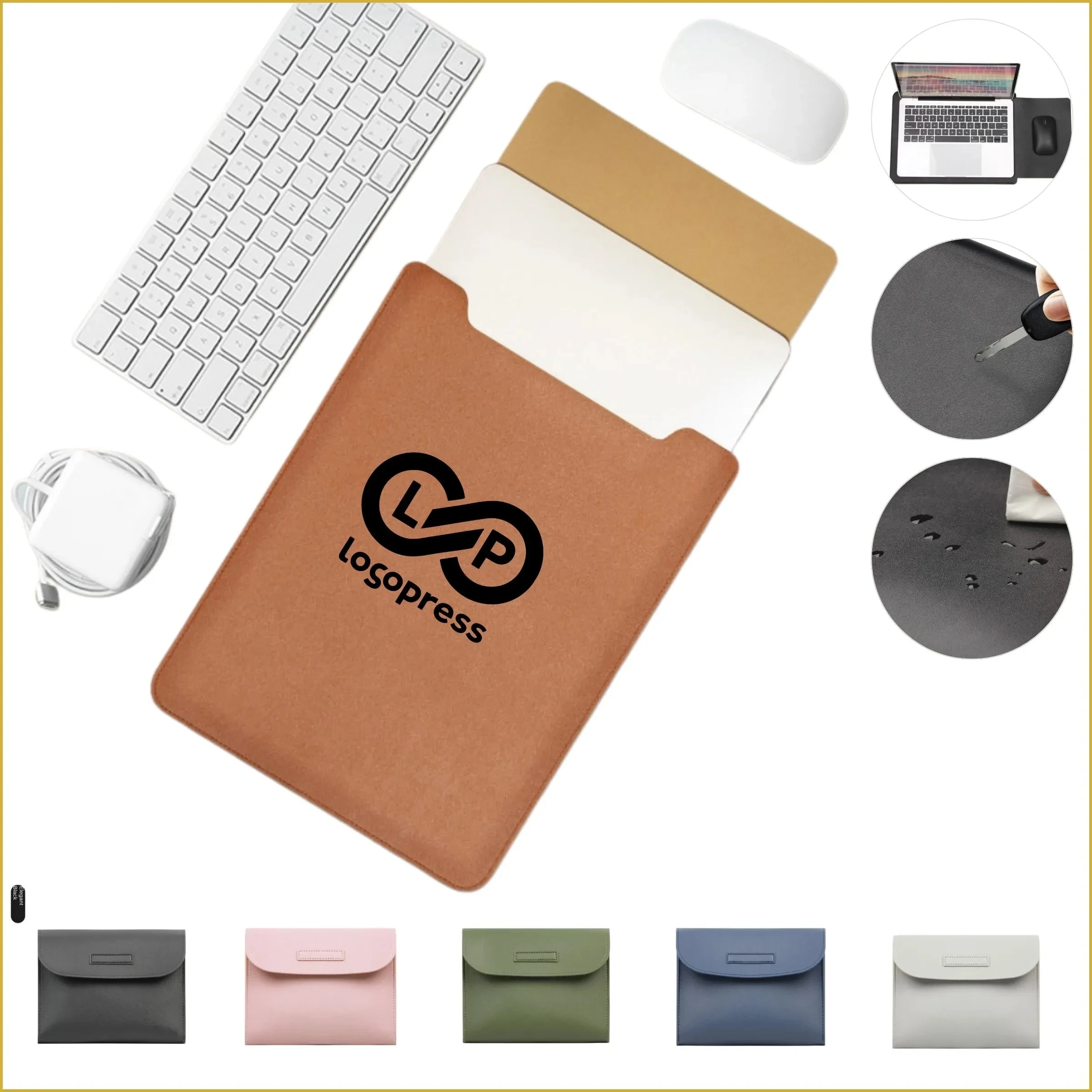 Ultra-thin Portable Laptop Liner, Premium Vegan Leather