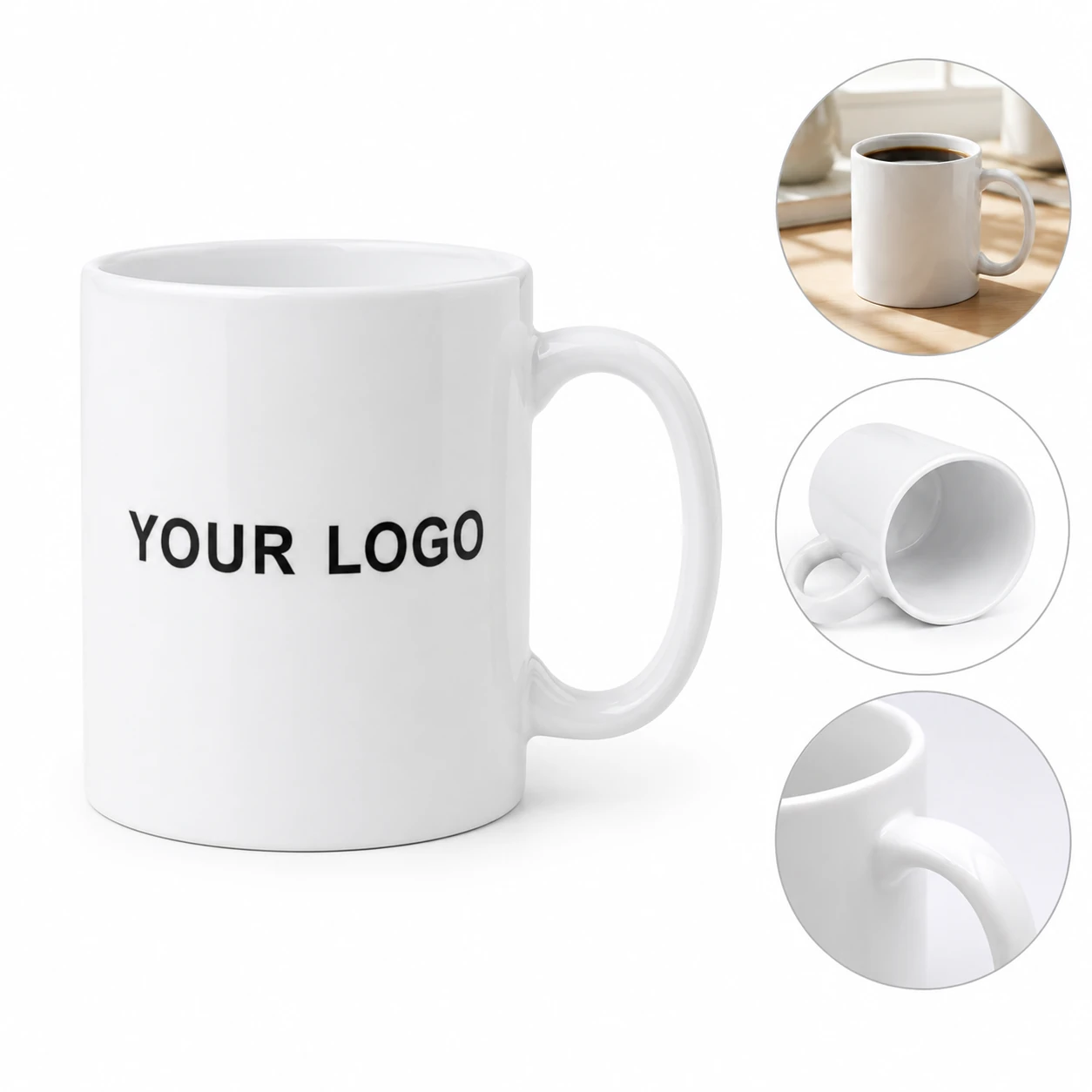 11oz Dishwasher Safe White Ceramic Coffee Cup - Customizable