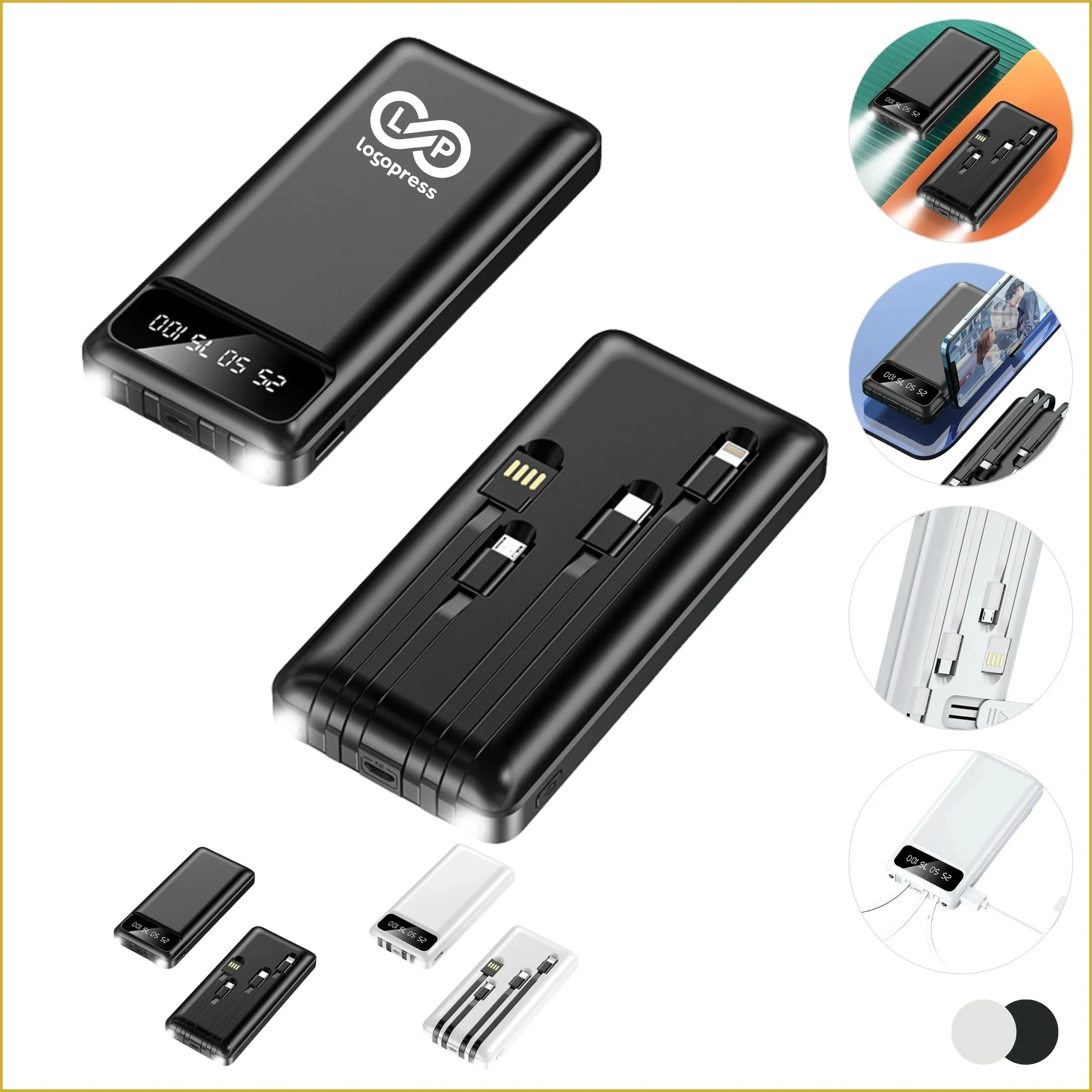 20000mAh Portable Power Bank with LED Light