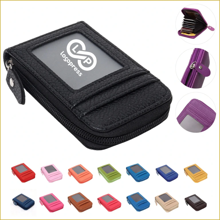 Premium Leather Zippered Credit Card Wallet