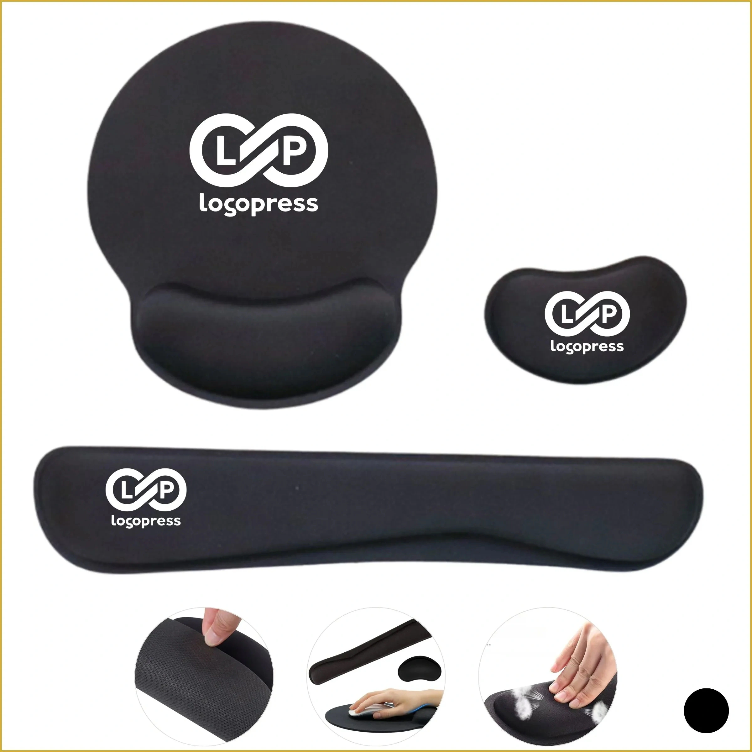 Memory Foam Mouse Pad & Keyboard Wrist Rest Set, Non-slip