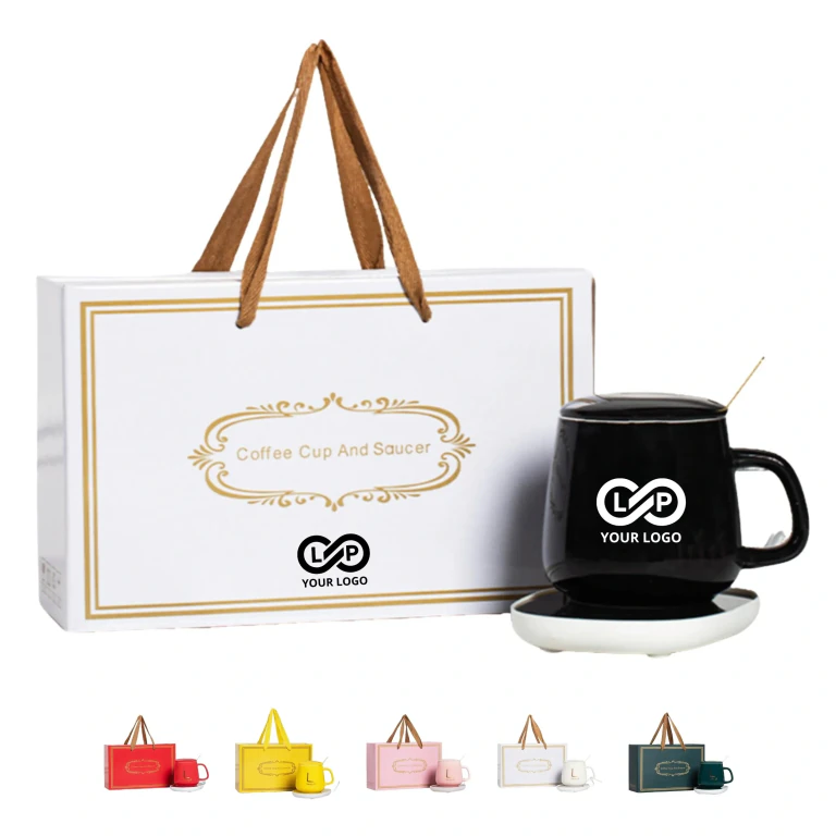 Ceramic Coffee Cup And Saucer With Automatic Heating Pad