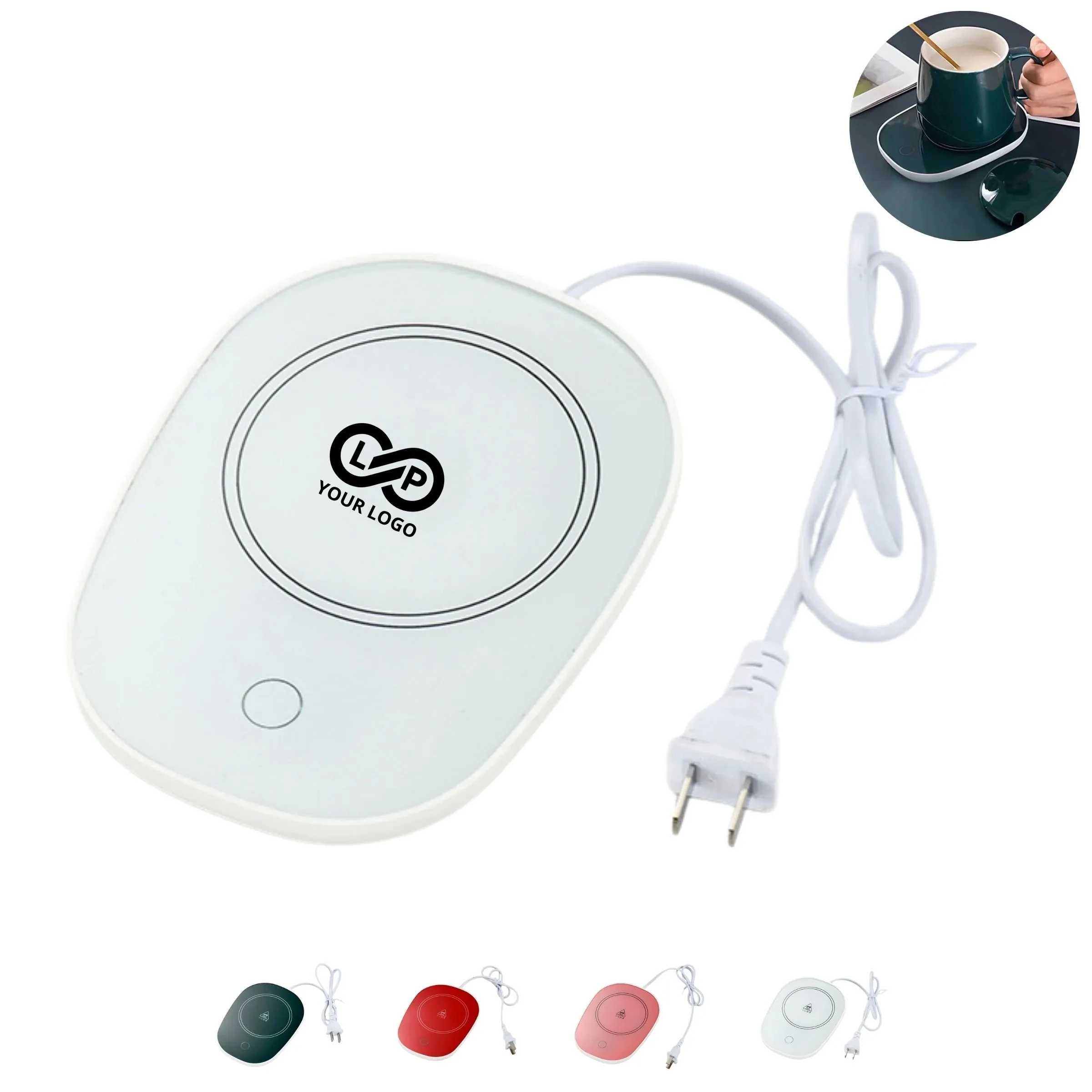 Plastic Auto Constant-Temp Cup Mat, One-Click, Auto Shut-Off