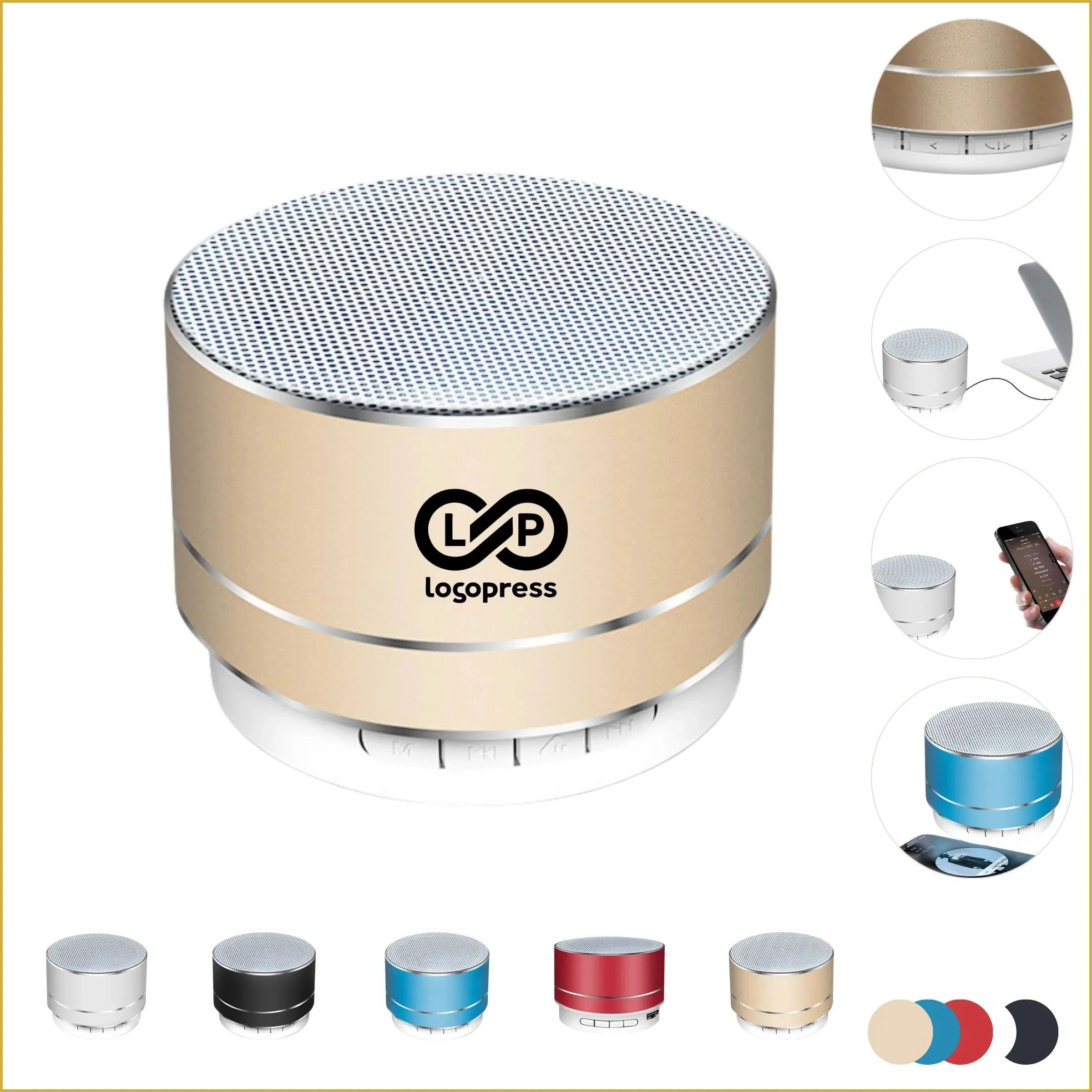 Auto-Pairing Metal Bluetooth Speaker with Hands-Free Call