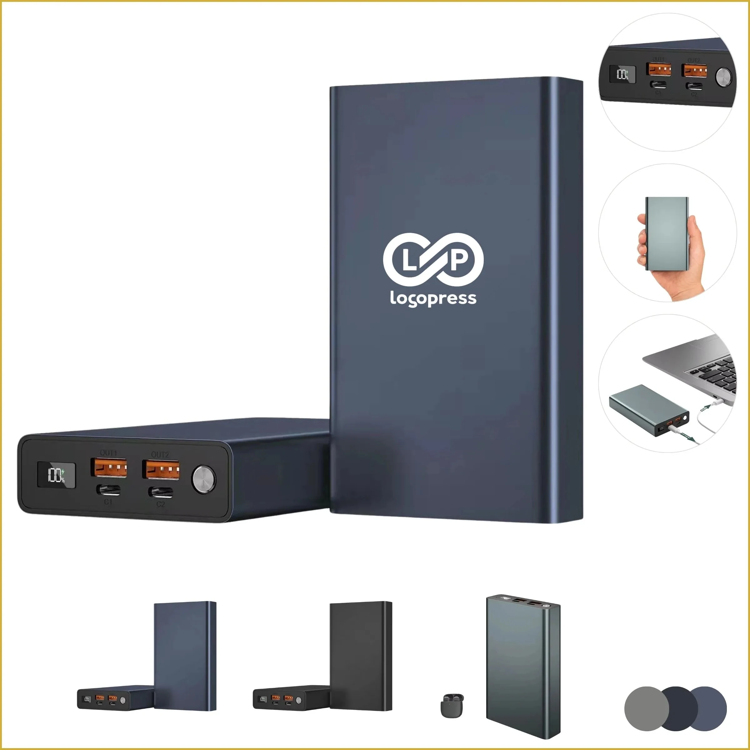 20000mAh Aluminium Alloy 100W Fast Charger Laptop Power Bank