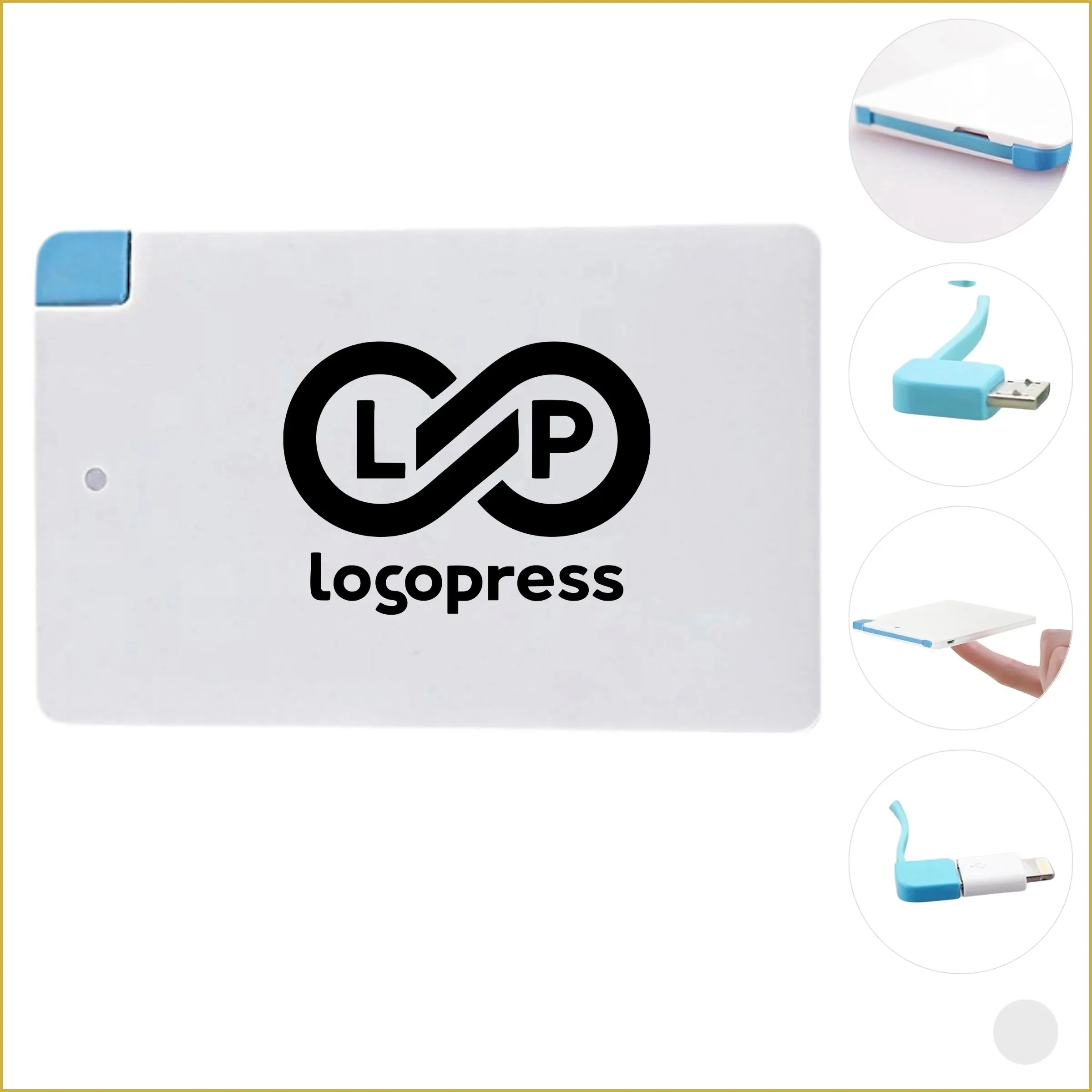 2500mAh/4000mAh Card-Style Power Bank with Built-in Cables