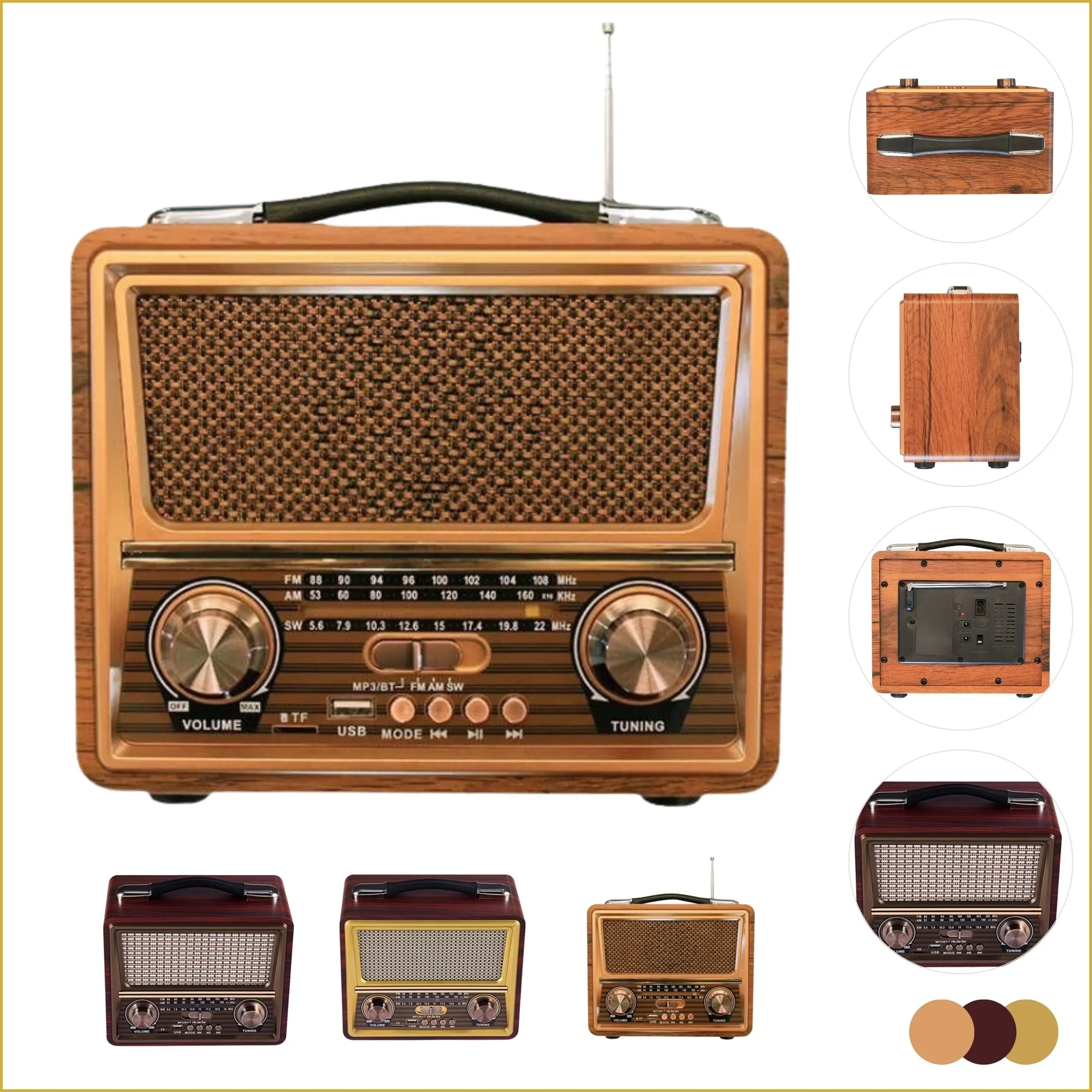 Stock Portable Retro Bluetooth Speaker Radio