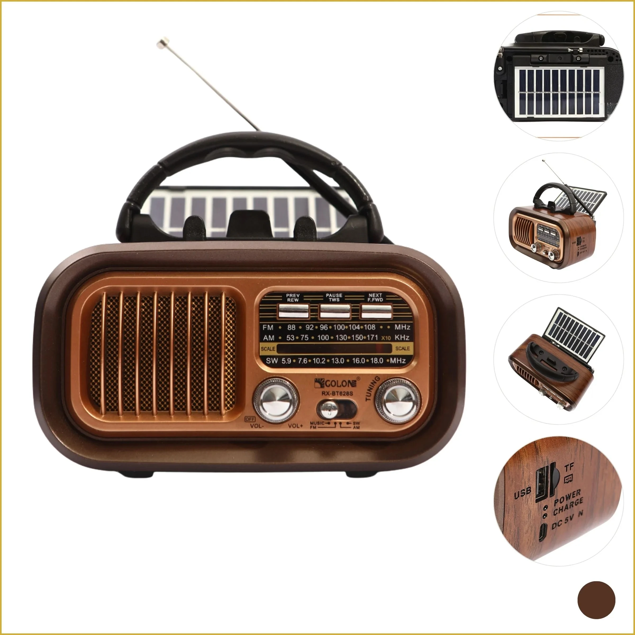 Portable Retro Solar Bluetooth Speaker Radio