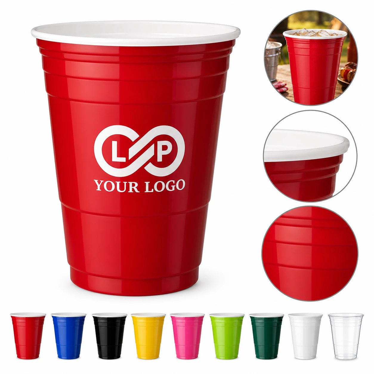 16 oz BPA Free Red Reusable Party Cups for Camping