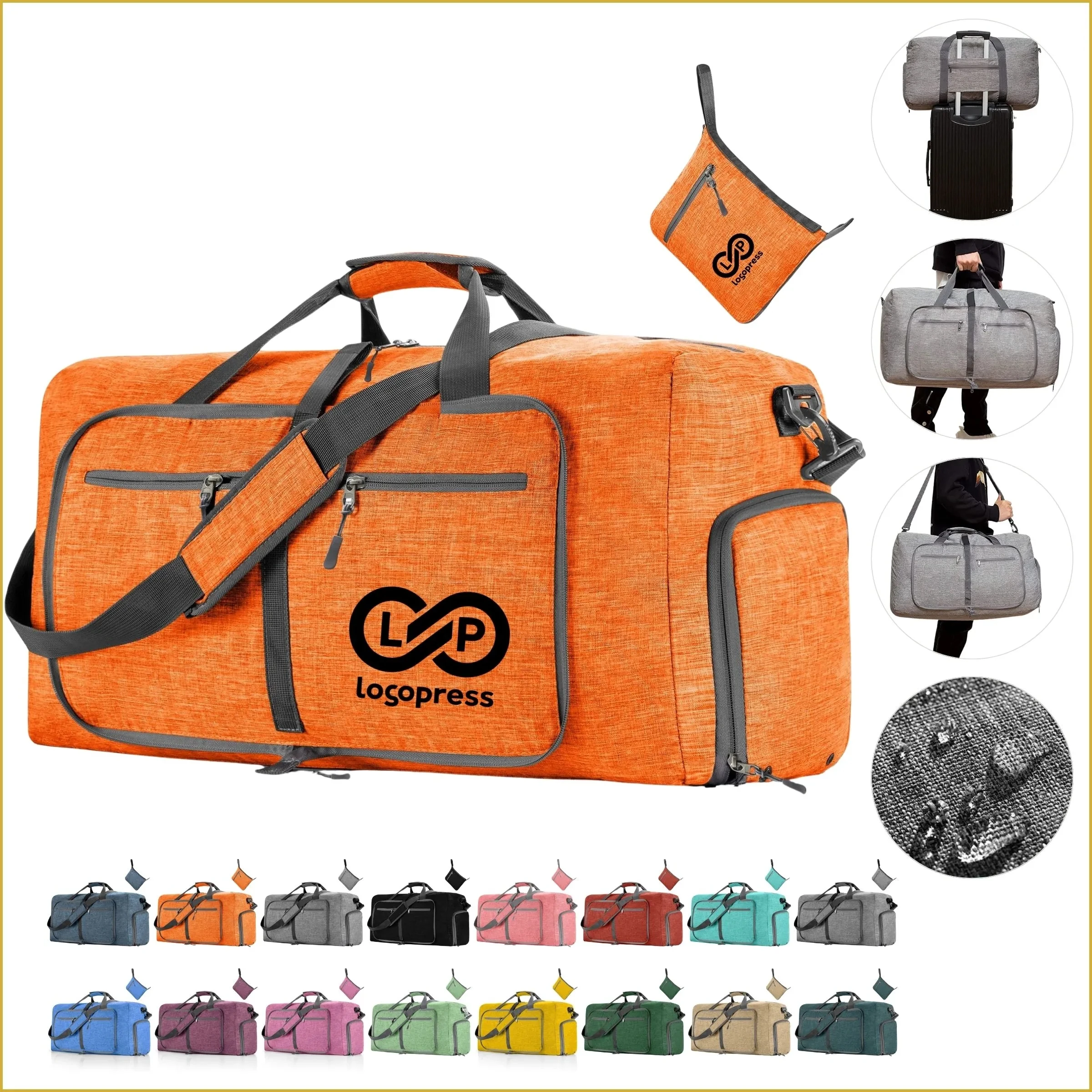 Waterproof Foldable Travel Duffel Bag with Shoes Compartment