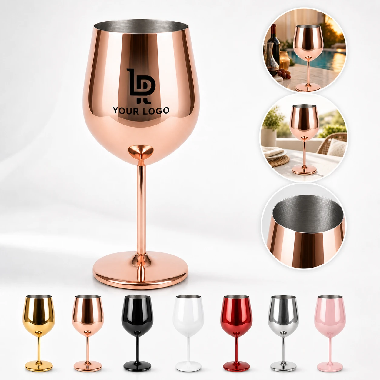 18oz Stainless Steel Unbreakable Wine Glasses, Outdoor Use