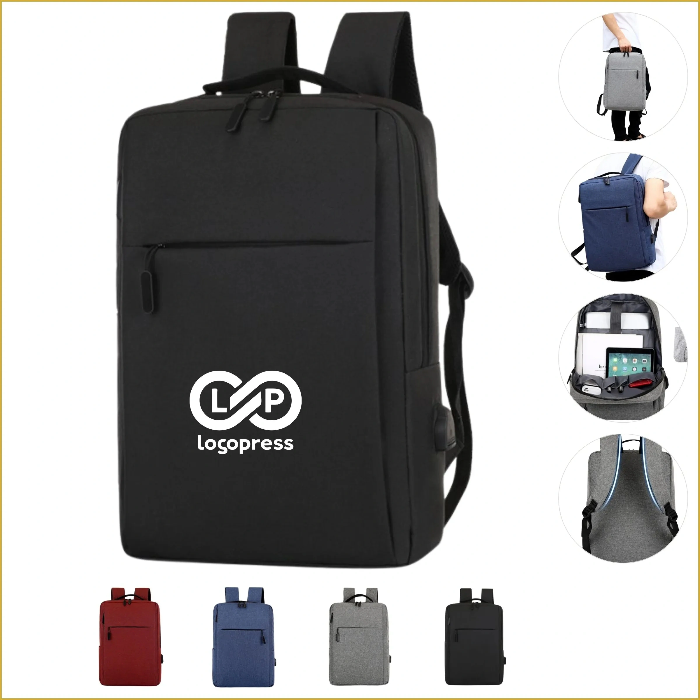 Expandable Business Laptop Backpack with USB Charging Port