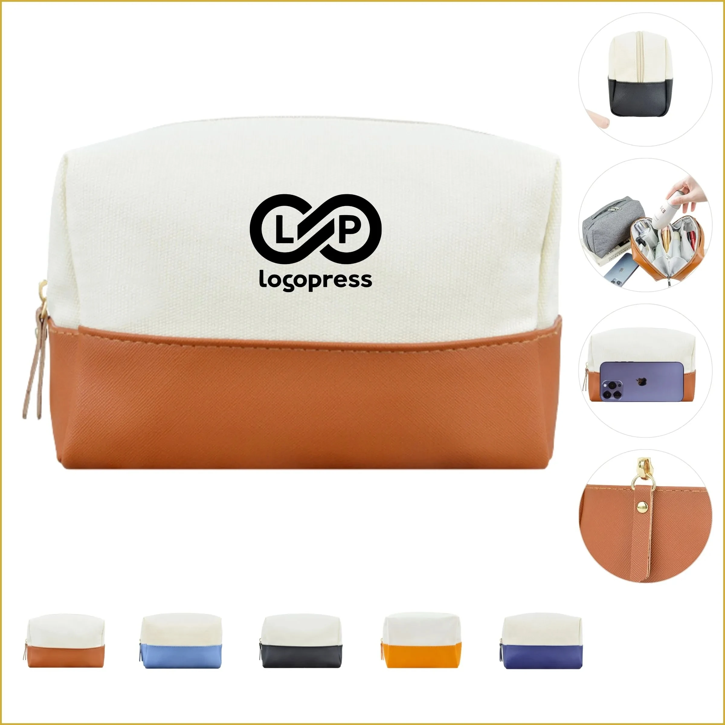 Portable Canvas Travel Toiletries Cosmetics Bag Coin Purse