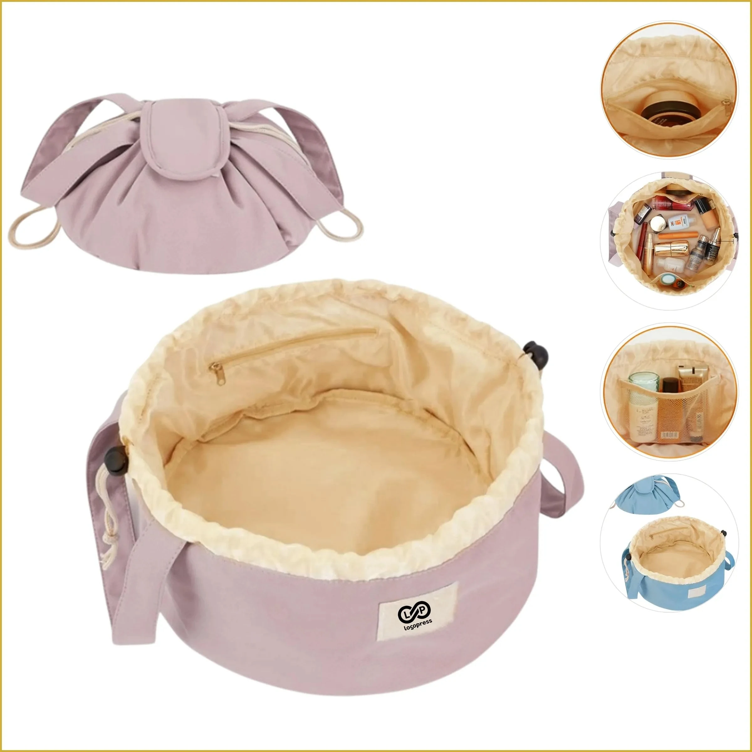 Large Capacity Drawstring Cosmetic Organizer Toiletries Bag