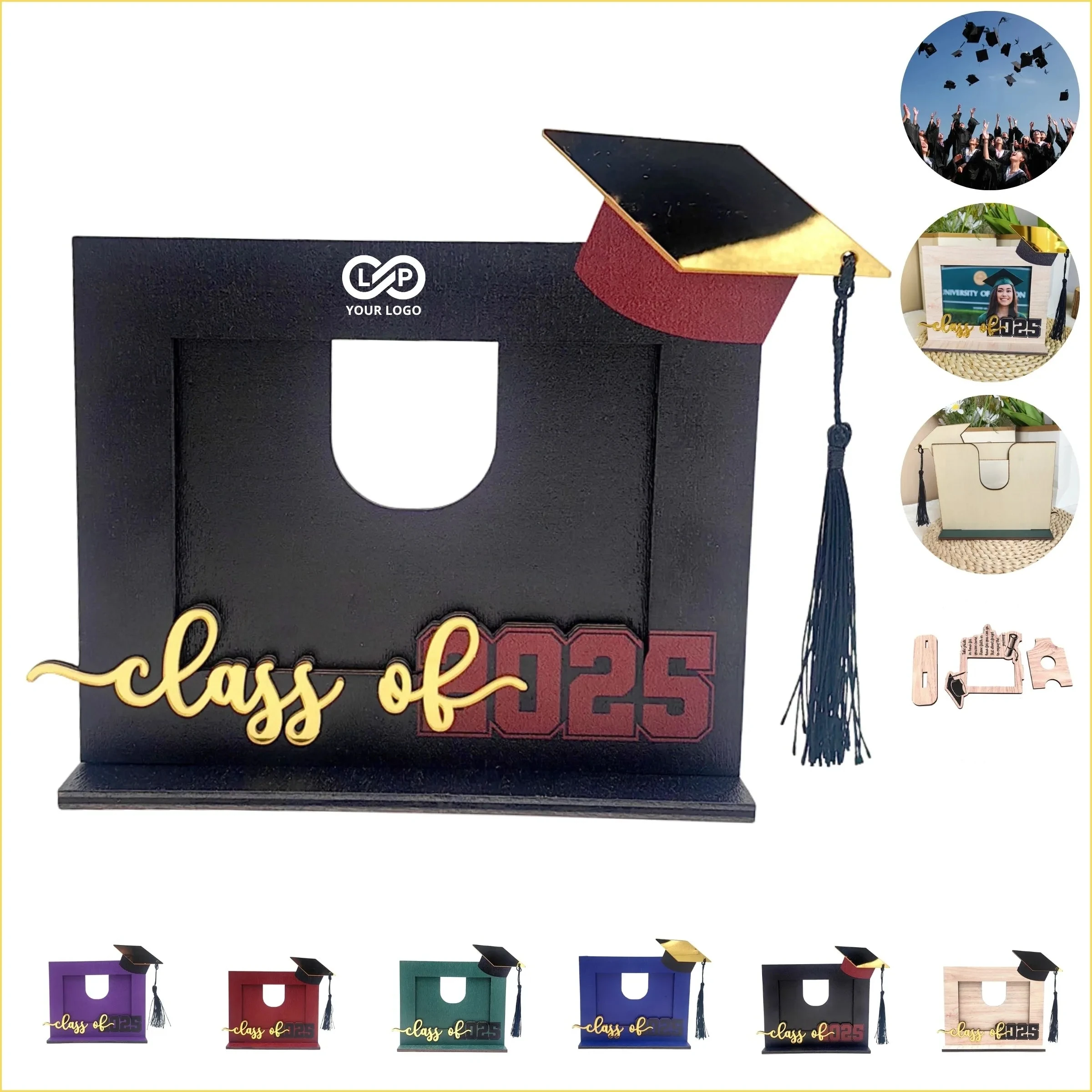 Three-dimensional wooden graduation season gift photo frame