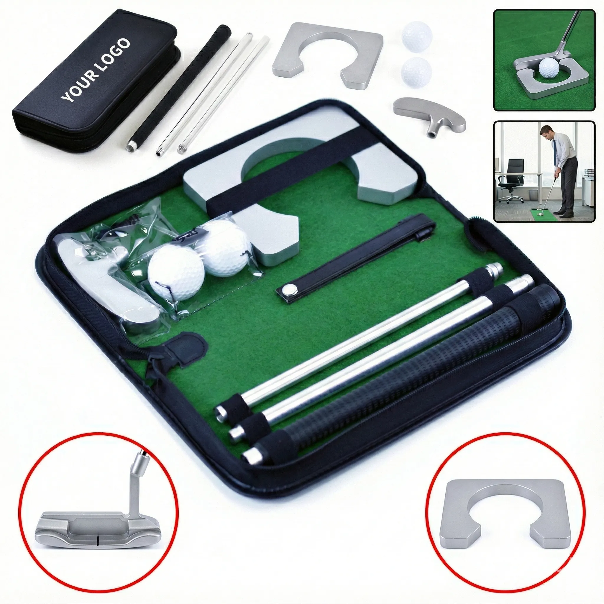 Portable Executive Golf Putter Set with 3-Section Rod