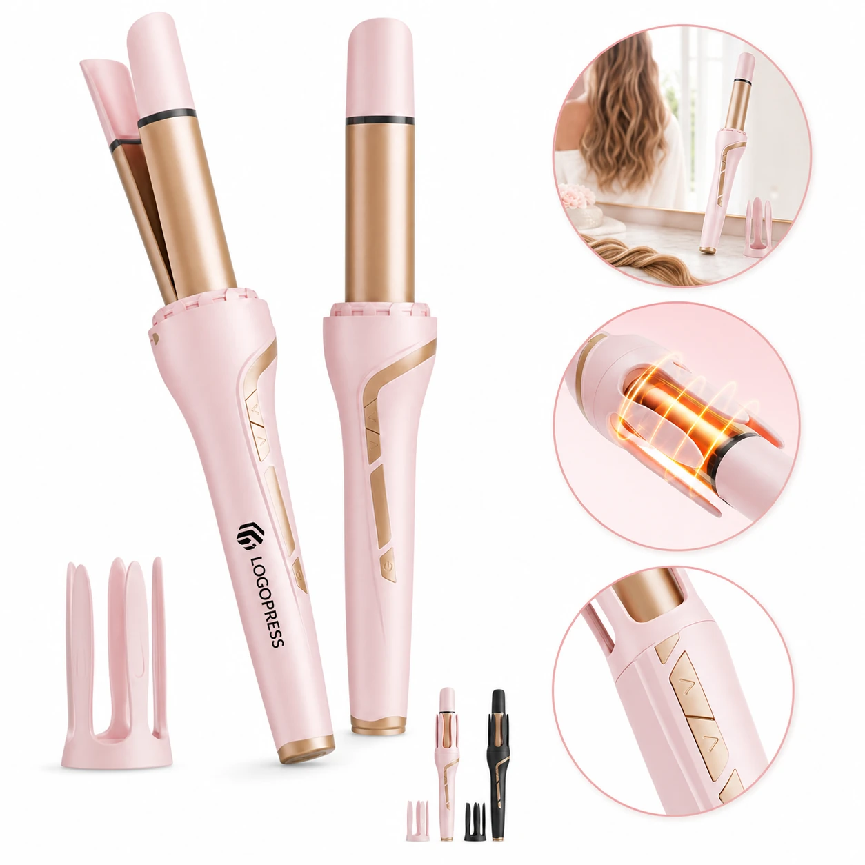 2 in 1 Travel Beach Waves Automatic Rotating Curling Iron