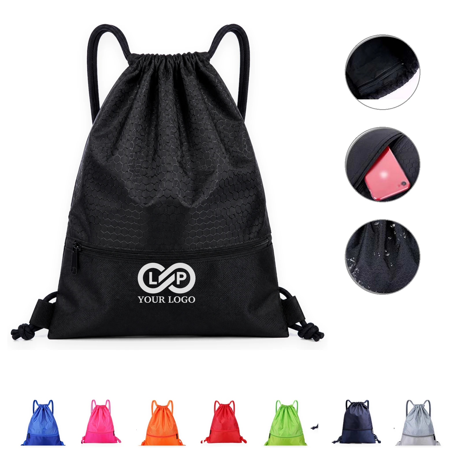 Waterproof Nylon Drawstring Backpack for Outdoor Gym Use