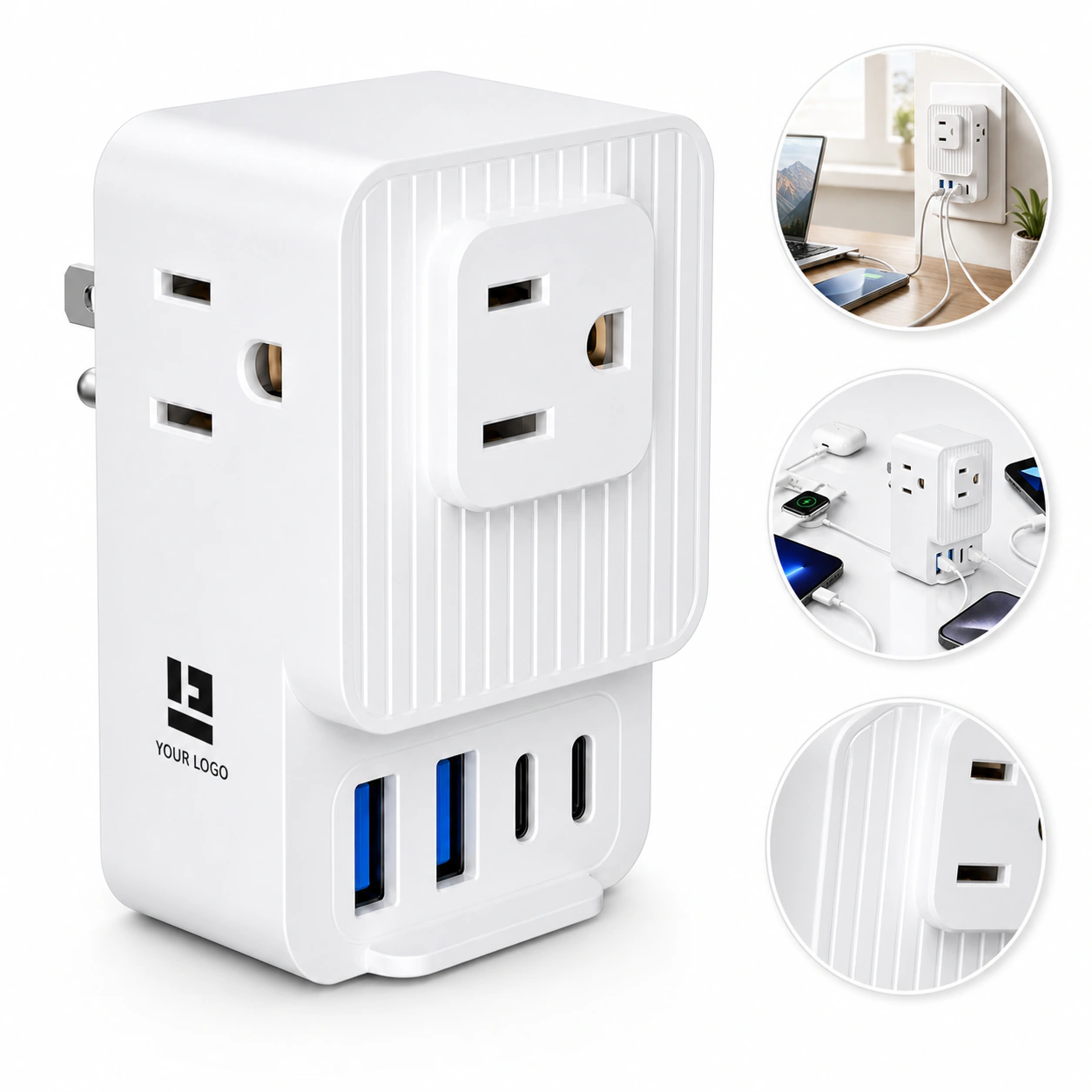 Portable Multi Plug Outlet Extender for Multiple Devices