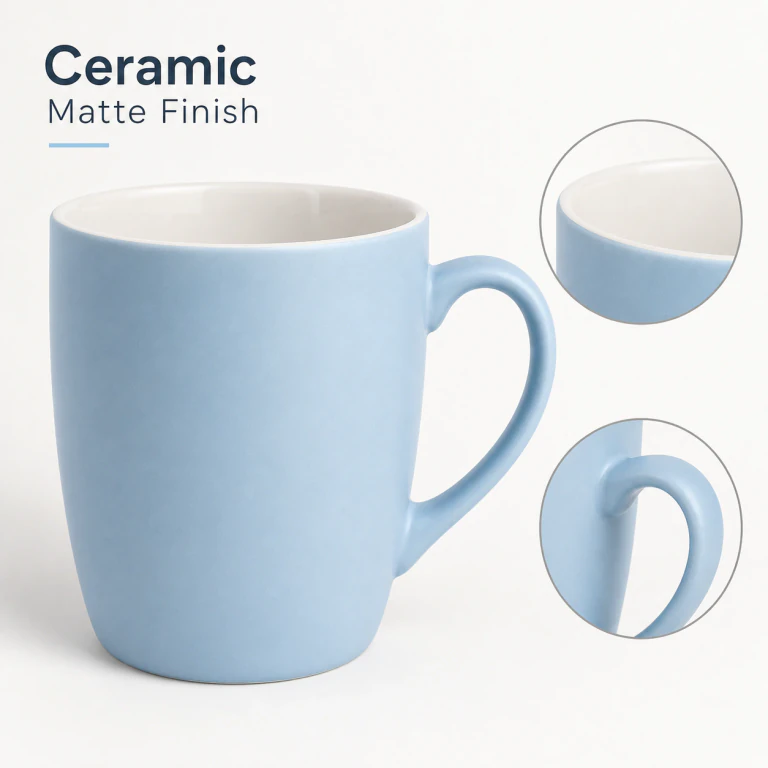 12oz Ceramic Coffee Mug with Matte Finish & Custom Logo